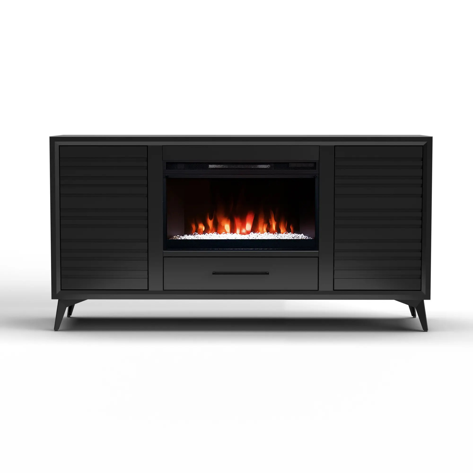 Malibu Black 64  Fireplace TV Stand-1