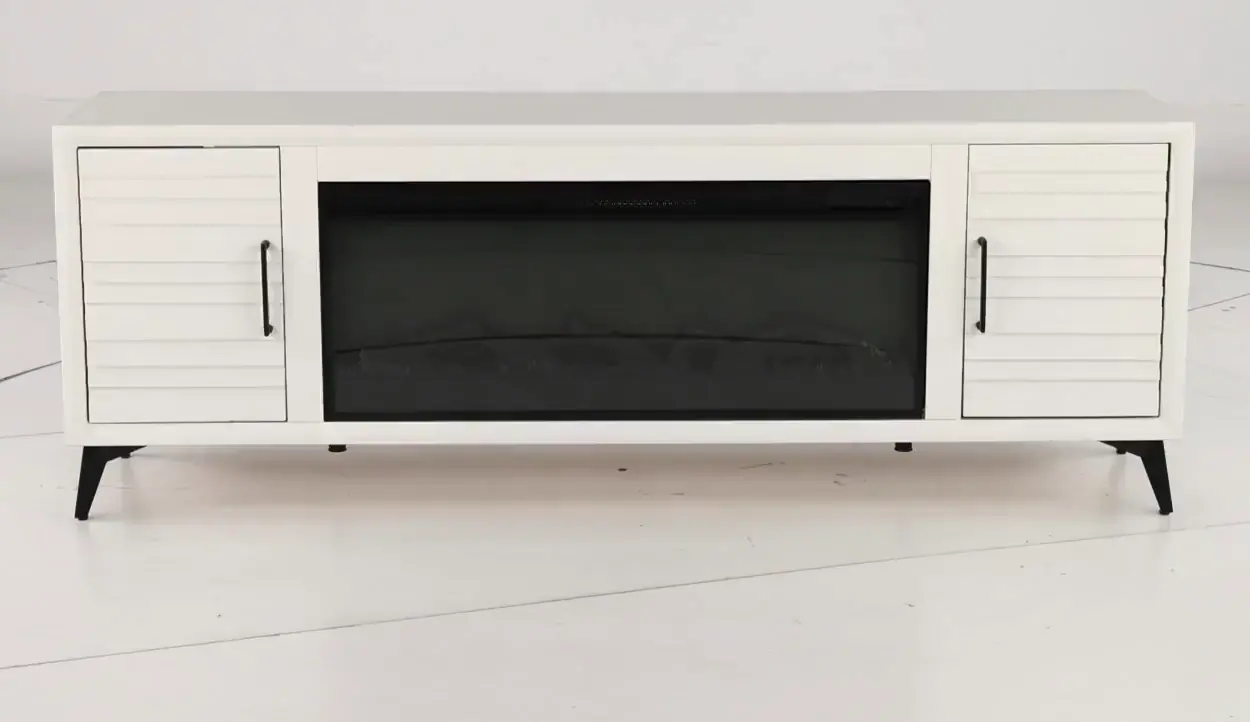 Malibu White 78  Fireplace TV Stand-4