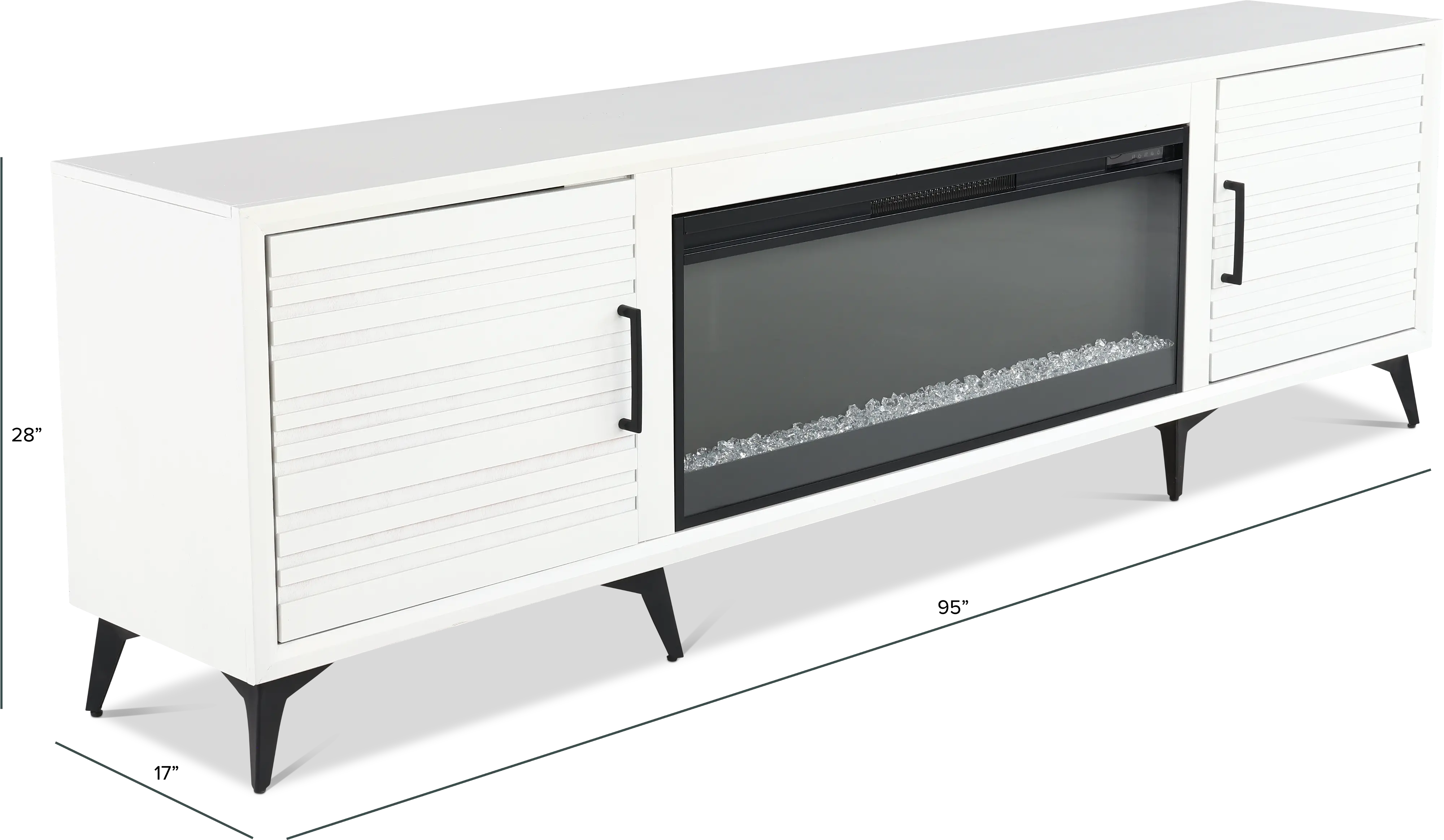 Malibu White 95  Fireplace TV Stand-3