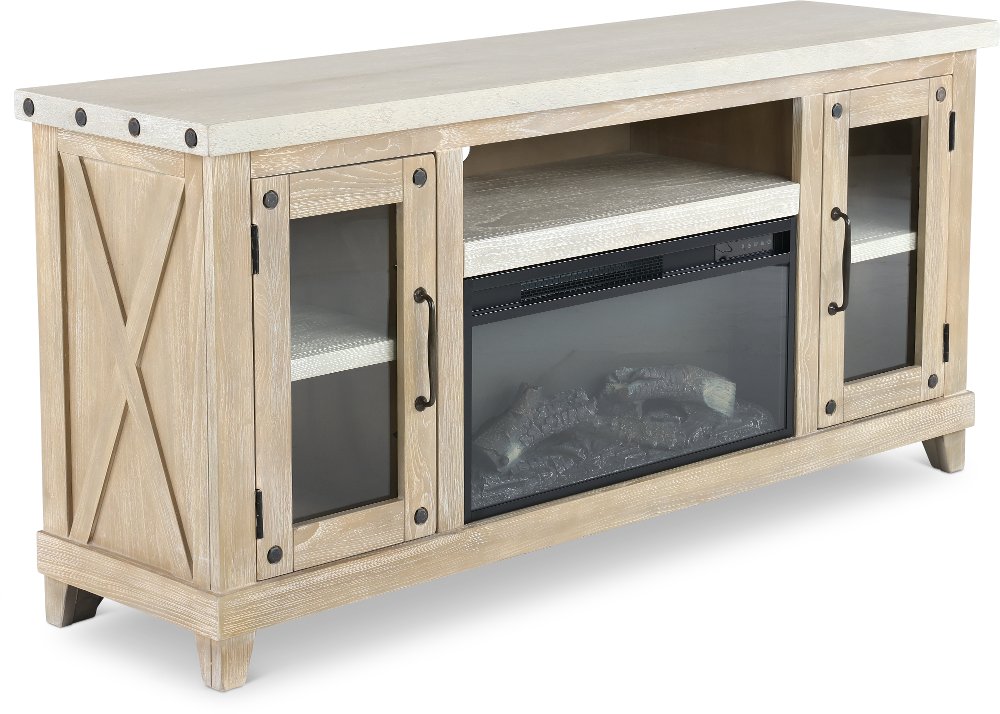 Rivan 64" Natural Fireplace TV Stand