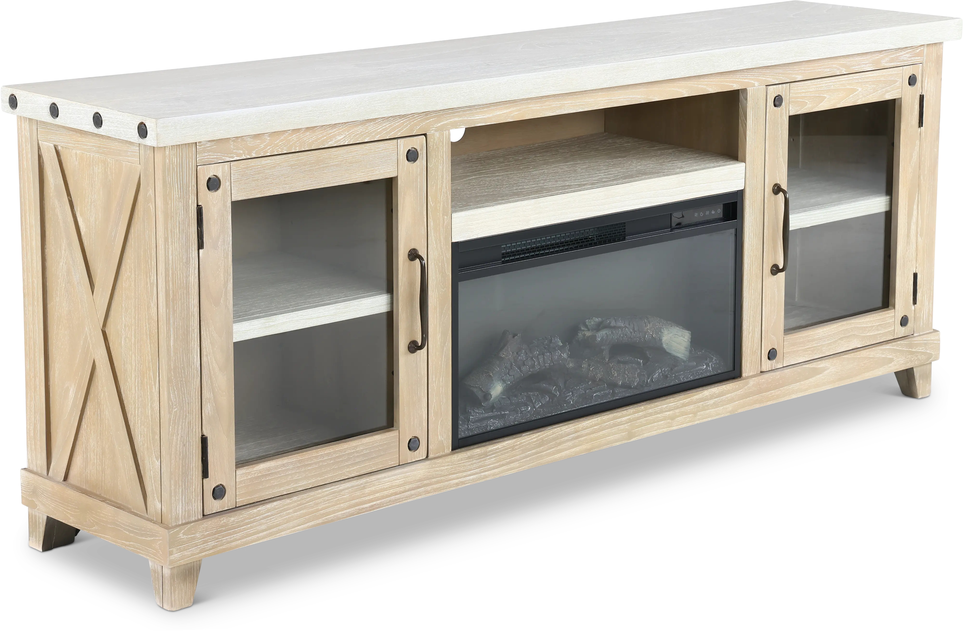 Rivan 74  Natural Fireplace TV Stand-1