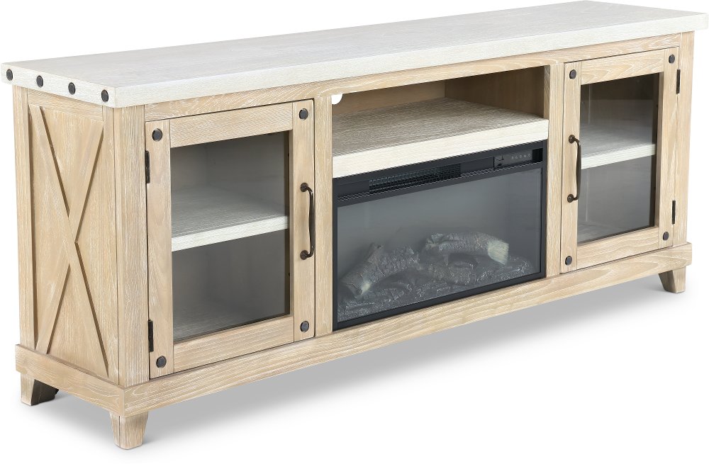 Rivan 74" Natural Fireplace TV Stand