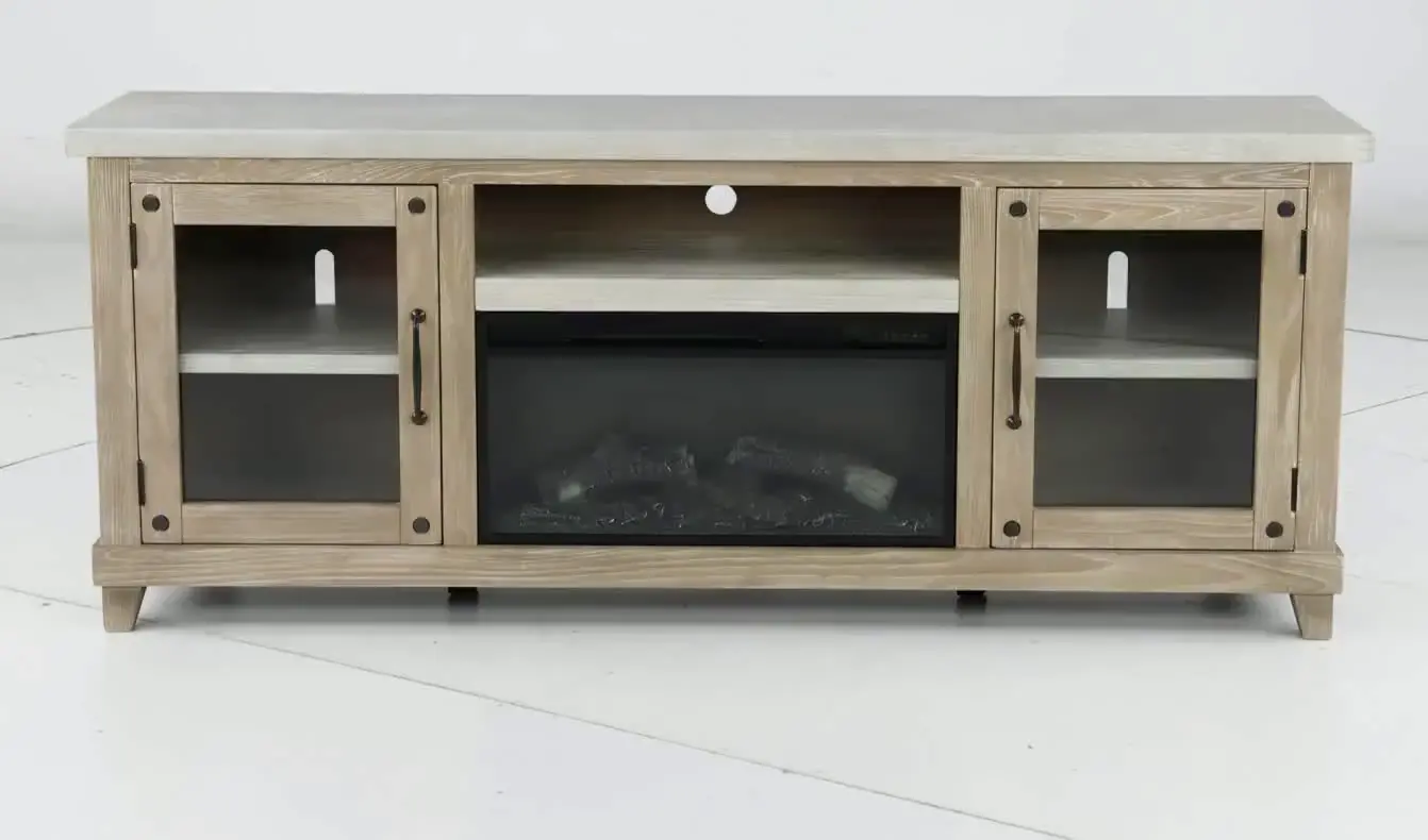 Rivan 74  Natural Fireplace TV Stand-3