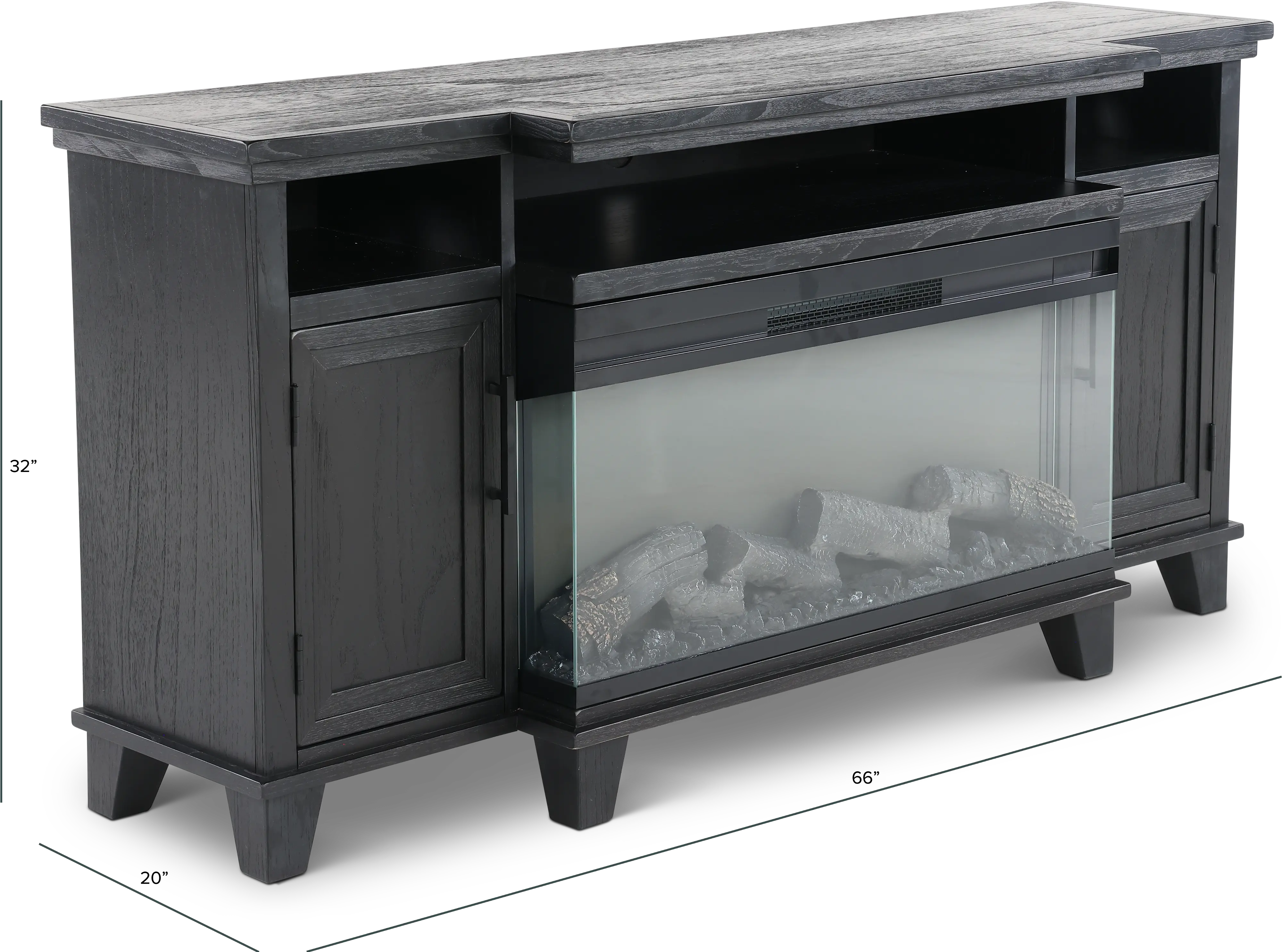 Adrian 66  Black Fireplace TV Stand-3