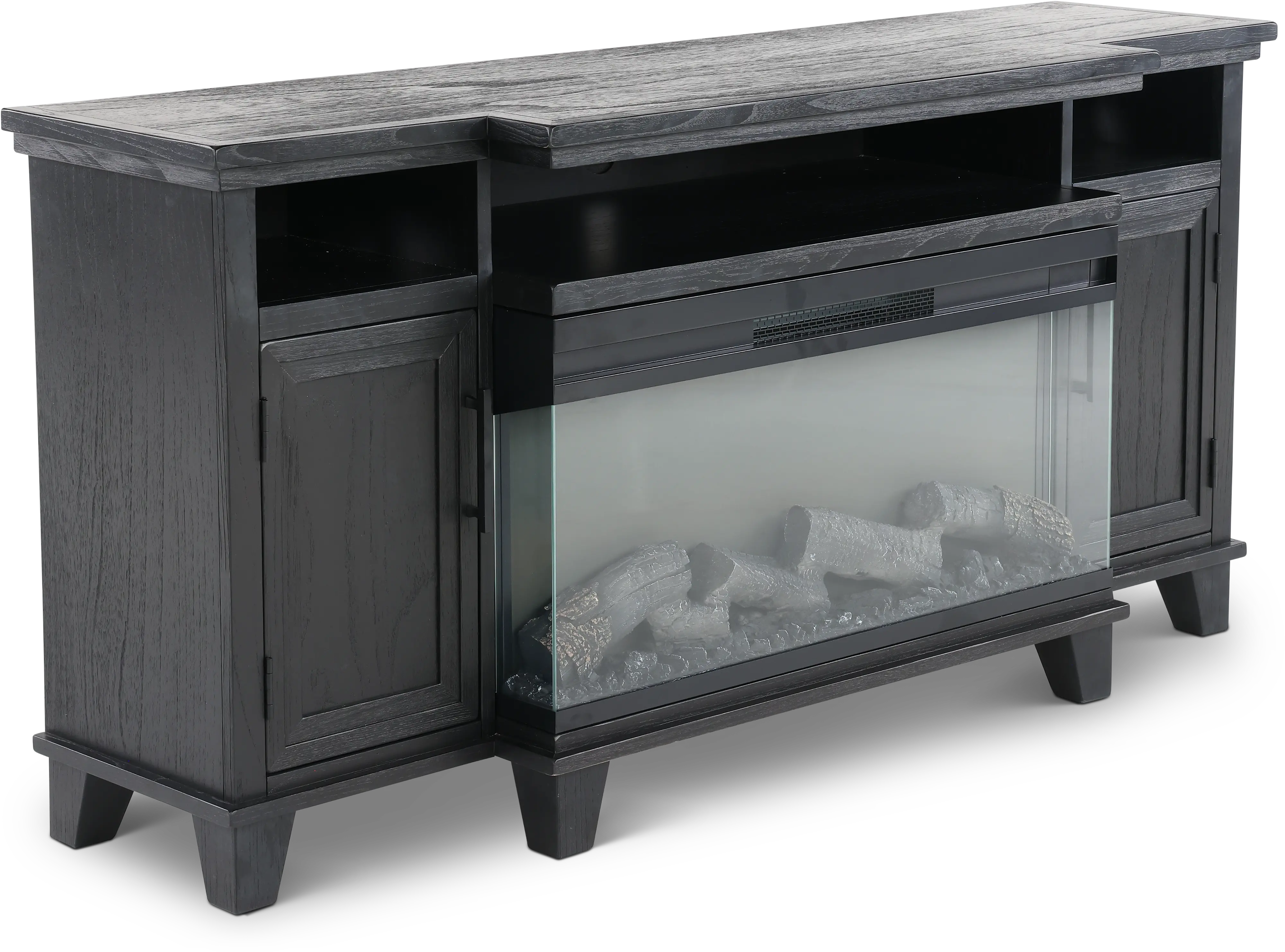 Adrian 66  Black Fireplace TV Stand-4