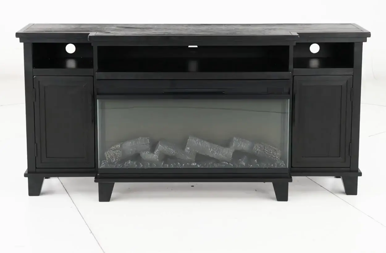 Adrian 66  Black Fireplace TV Stand-5