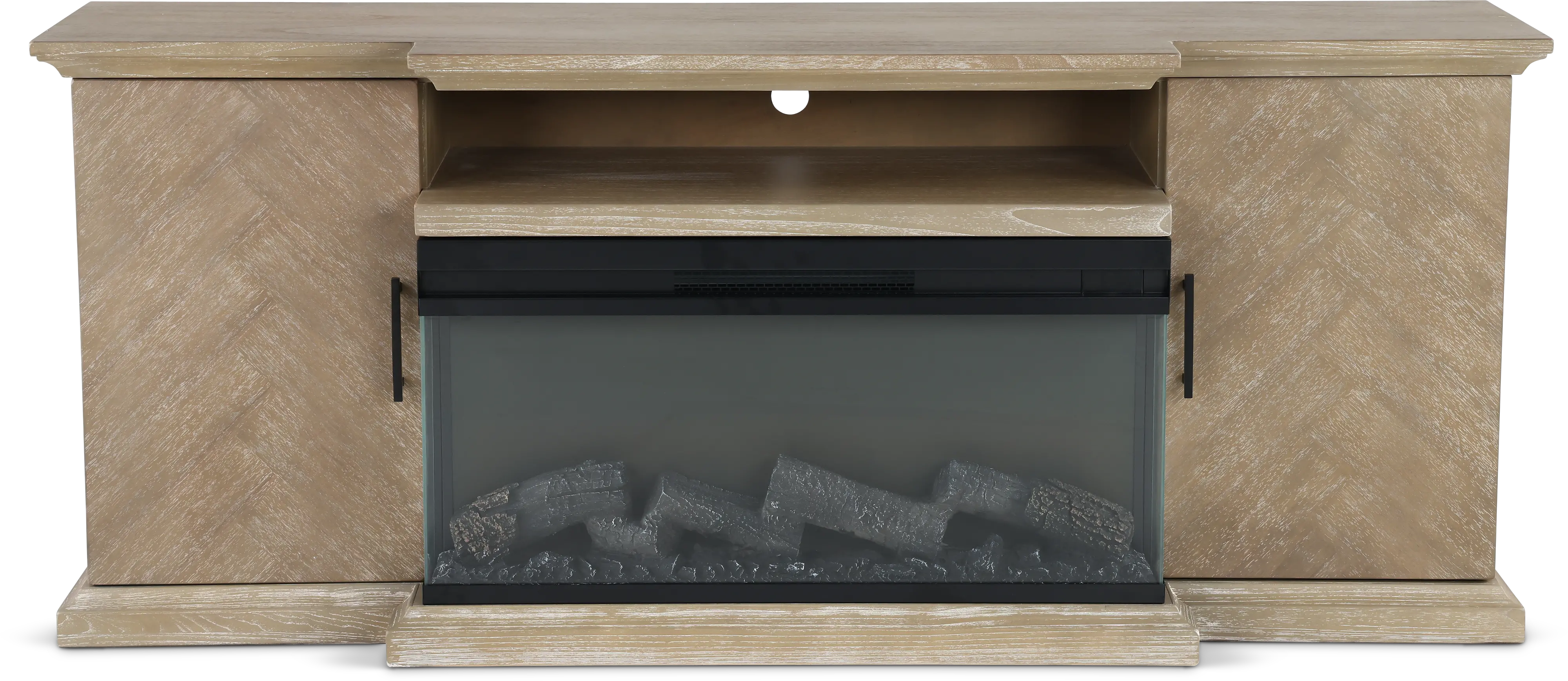 Maisons 72  Light Brown Fireplace TV Stand-1