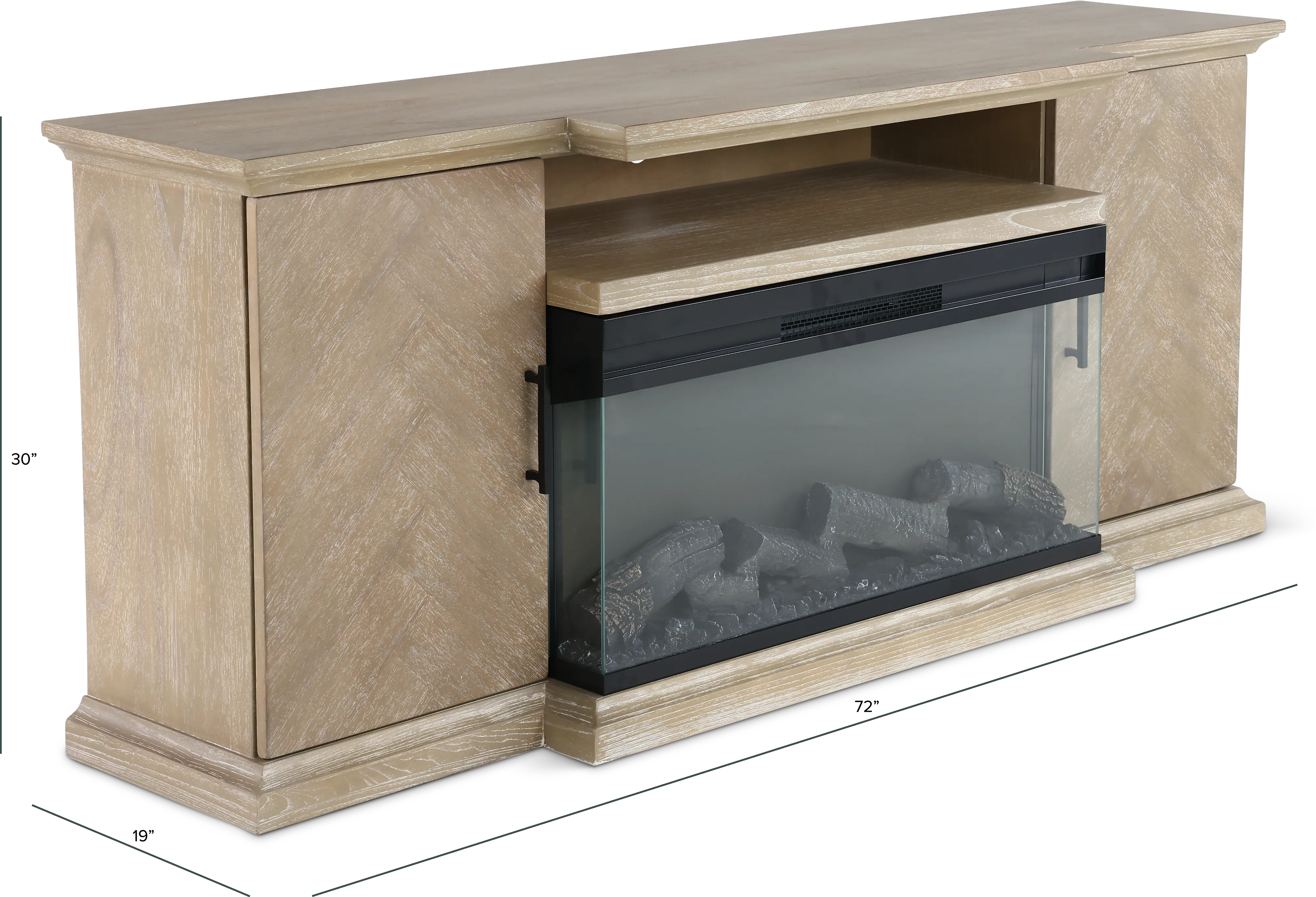 Maisons 72  Light Brown Fireplace TV Stand-3