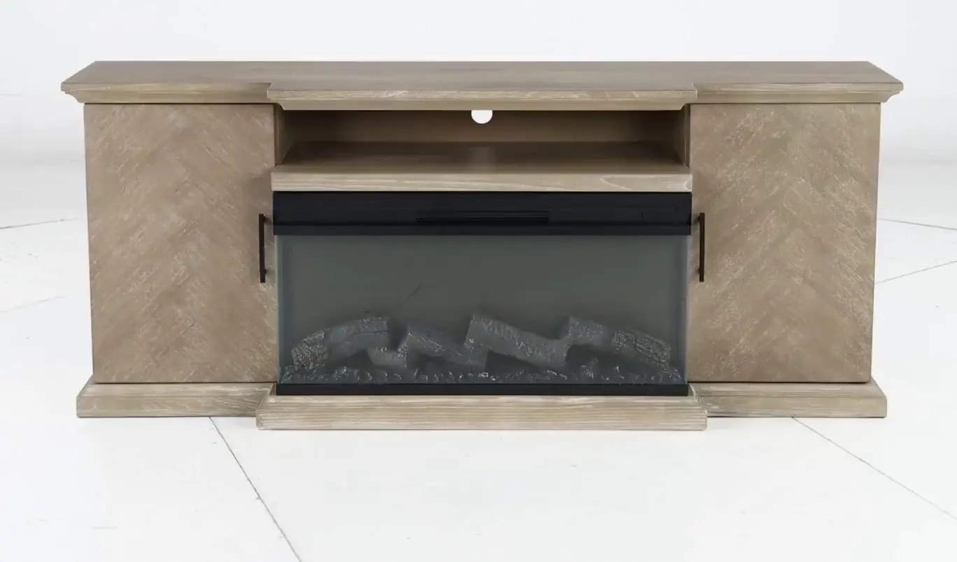 Maisons 72  Light Brown Fireplace TV Stand-5