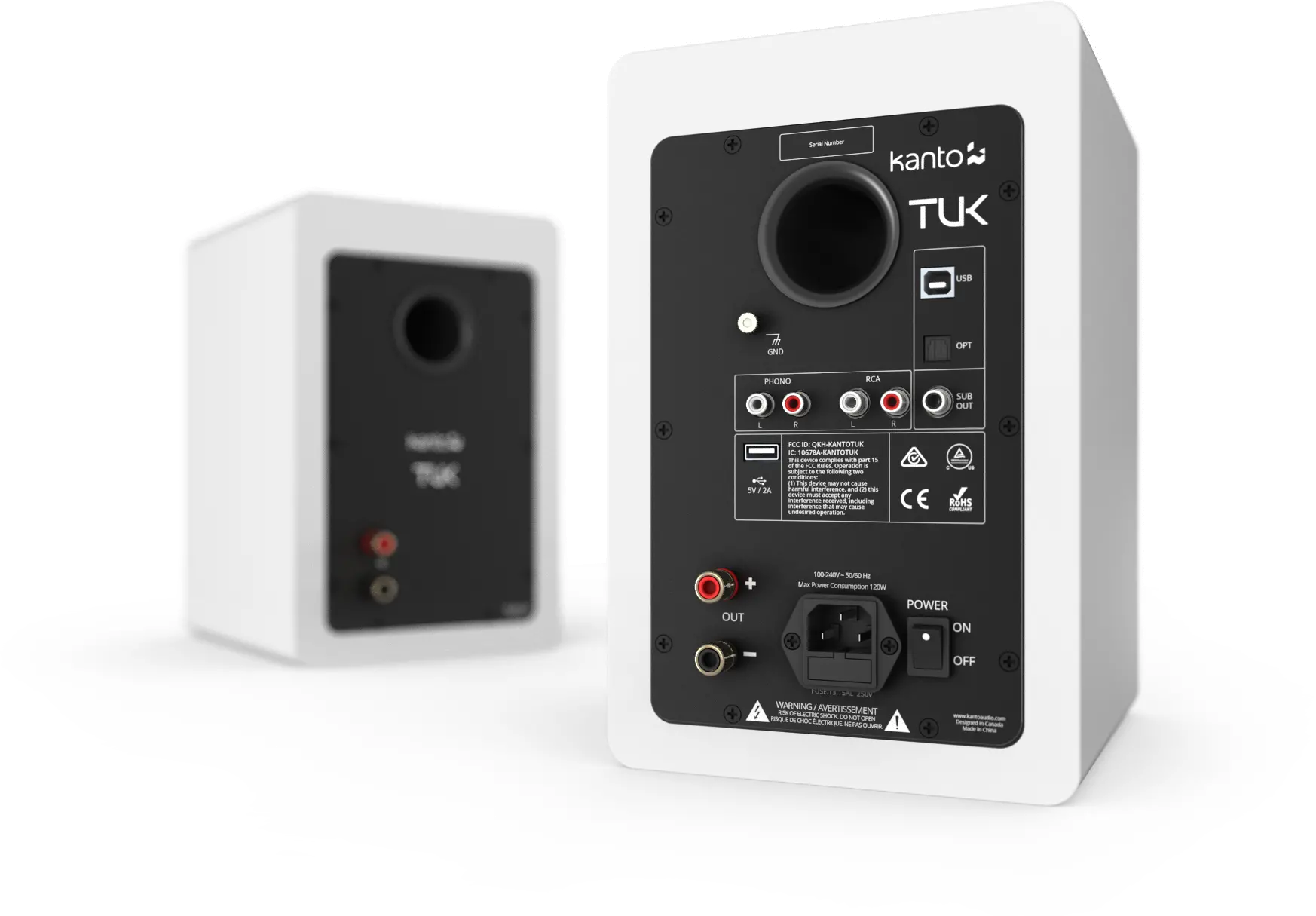 Kanto TUK Powered Bookshelf Speakers with Phono Pre-amp and Bluetooth - Matte White, Pair-6