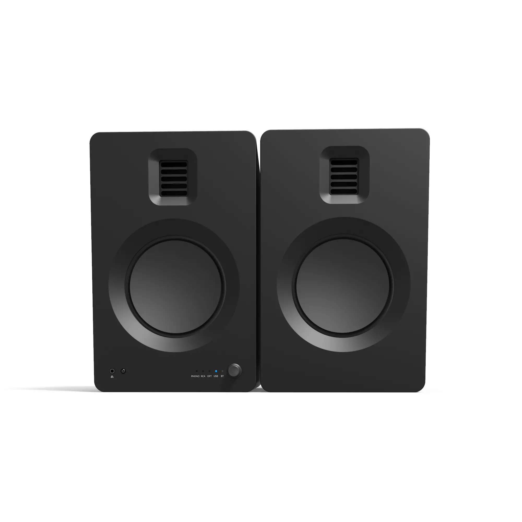 Kanto TUK Powered Bookshelf Speakers with Phono Pre-amp and Bluetooth - Matte Black, Pair-1