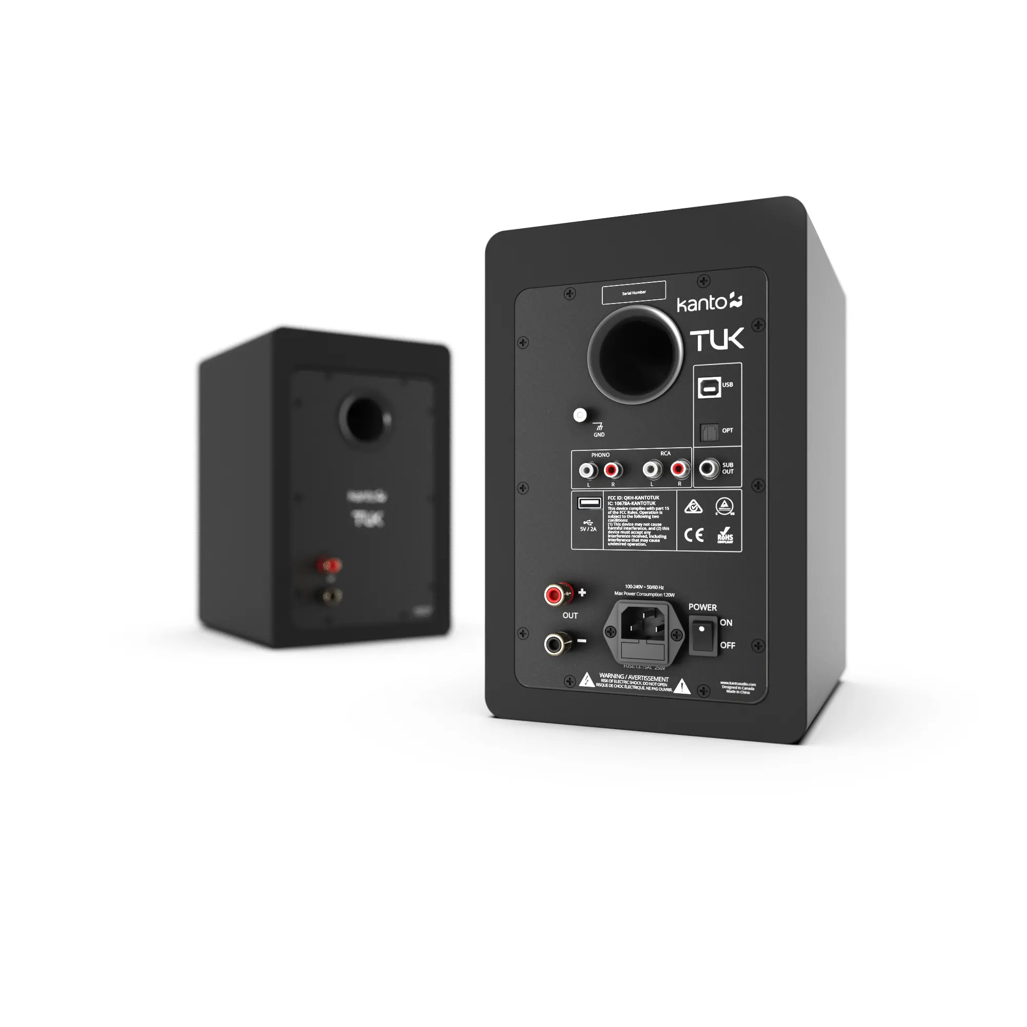 Kanto TUK Powered Bookshelf Speakers with Phono Pre-amp and Bluetooth - Matte Black, Pair-5