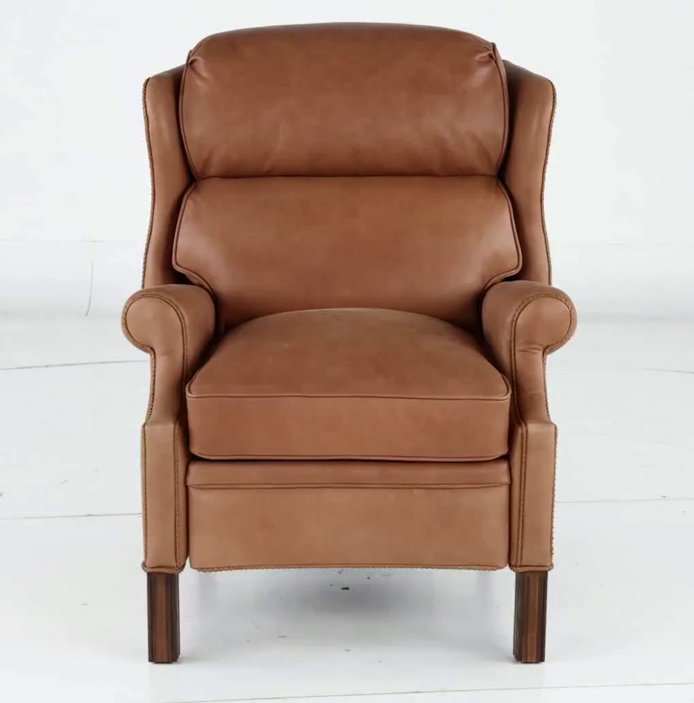 Oxford Camel Brown High-Leg Power Recliner
