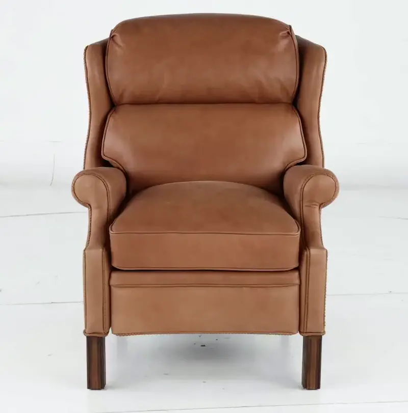 Oxford Camel Brown High-Leg Power Recliner