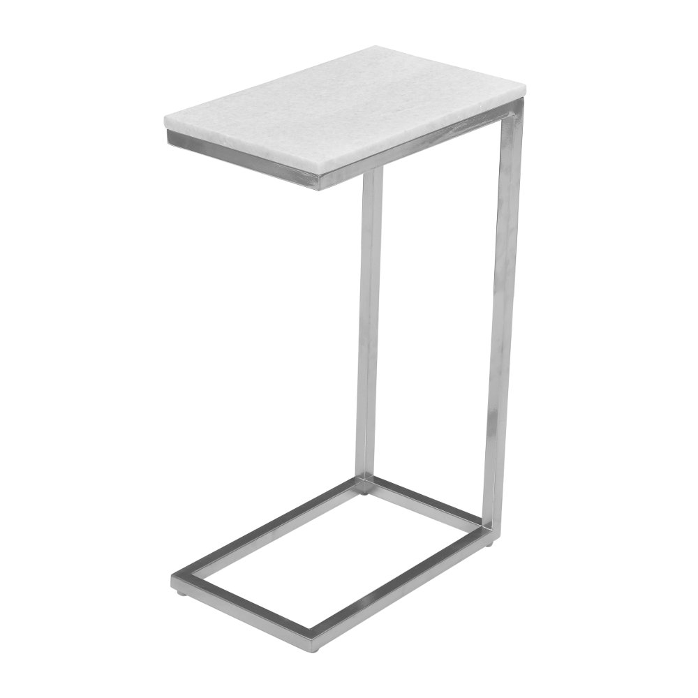 Bianco White Marble C-Shaped Side Table