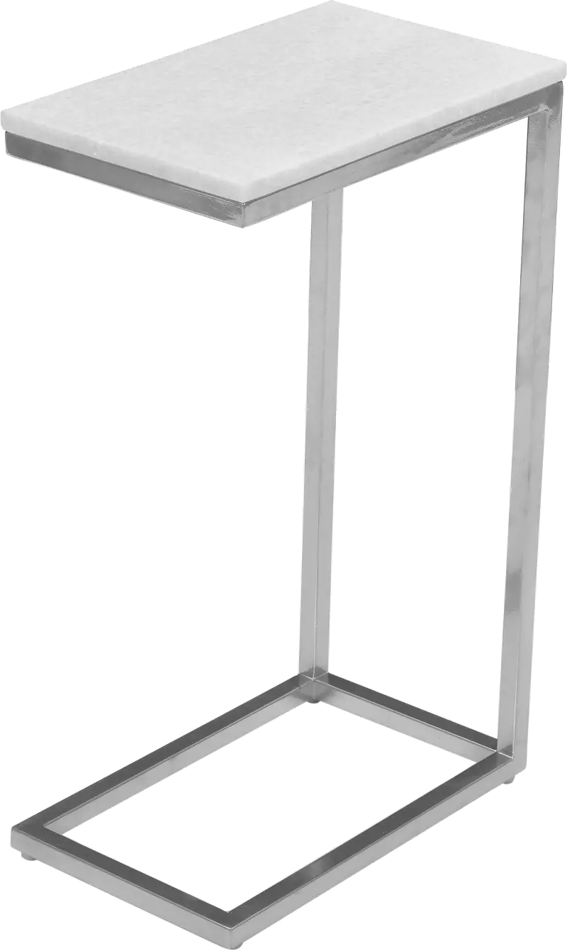 Bianco White Marble C-Shaped Side Table