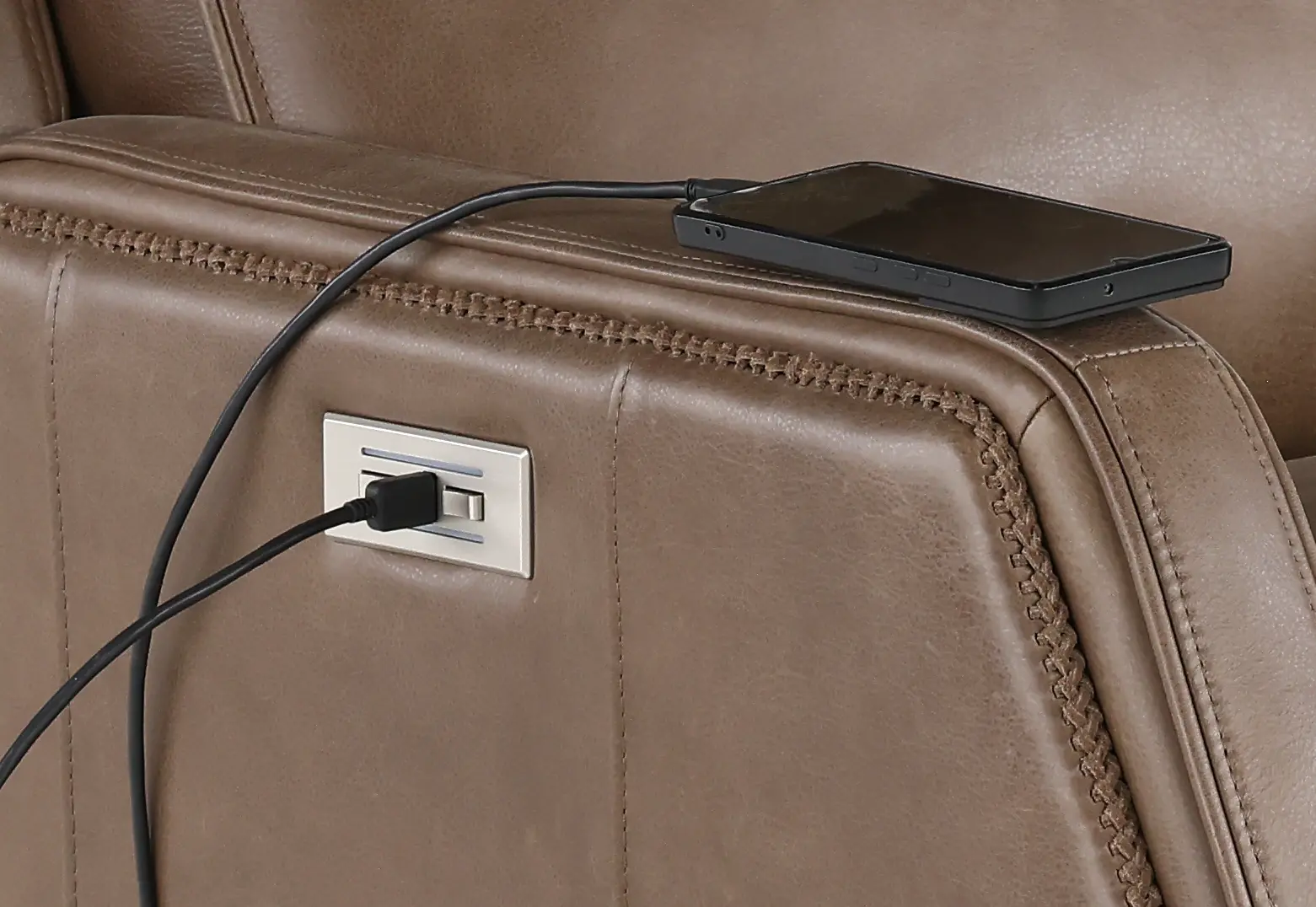 Bourbon Street Seal Dark Brown Leather Power Recliner-10