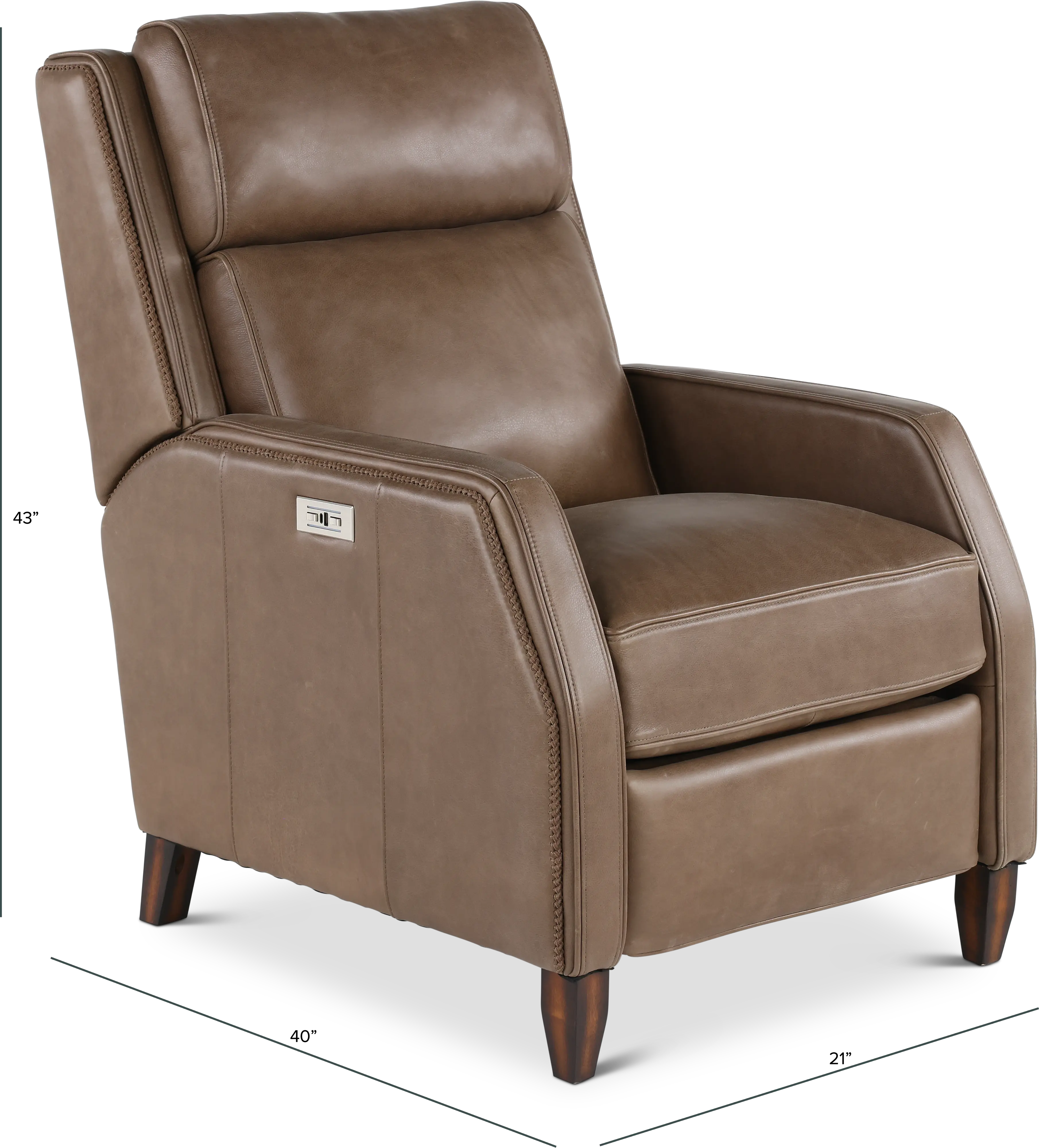Bourbon Street Seal Dark Brown Leather Power Recliner-3