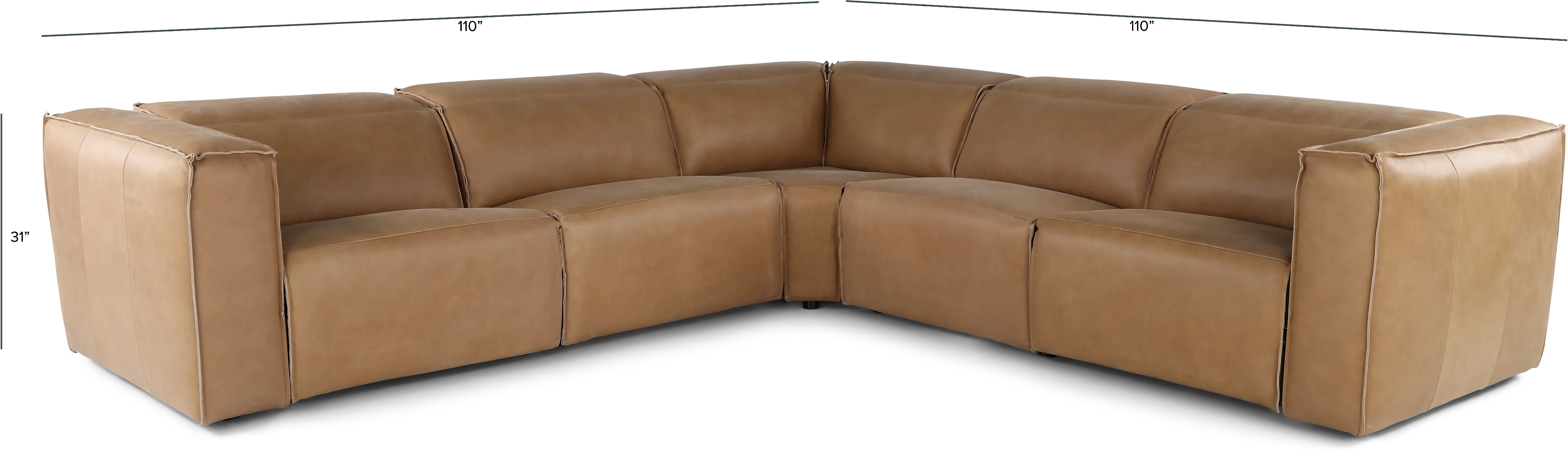Okemo Latte Light Brown Leather 5 Piece Power Reclining Sectional-2