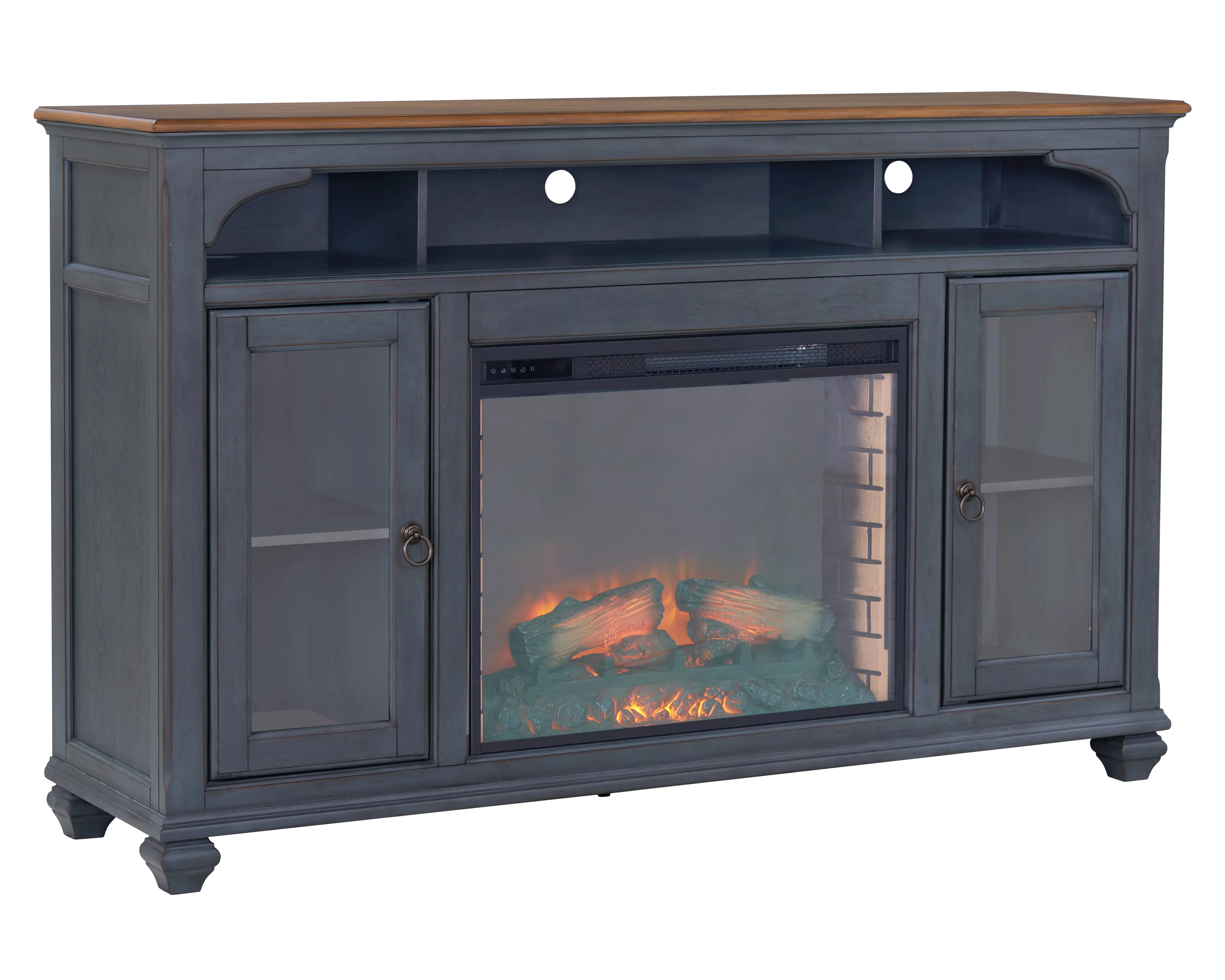 Americanas Blue 66  Fireplace TV Stand-2