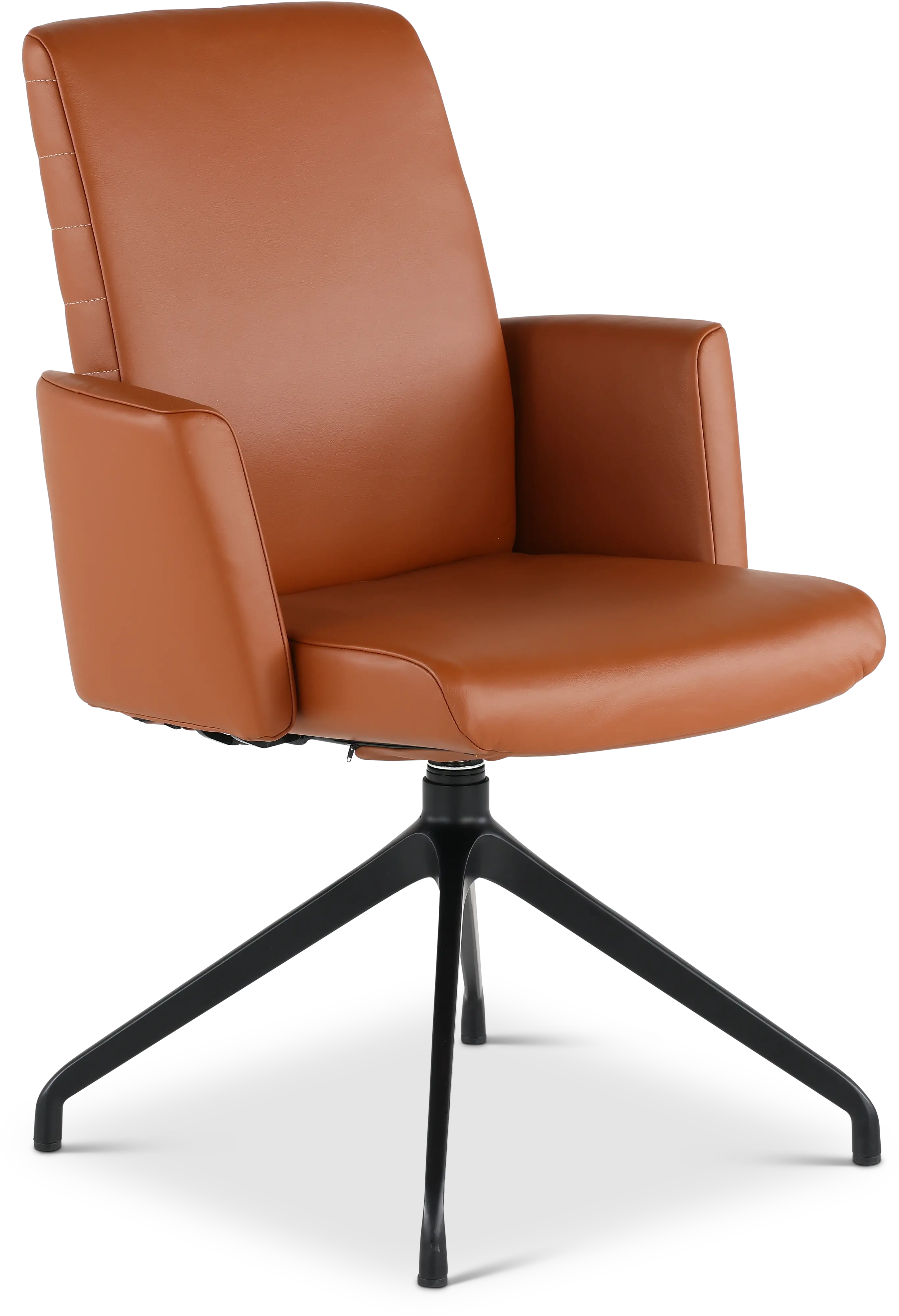 Hygge Brown Leather Swivel Dining Arm Chair-1