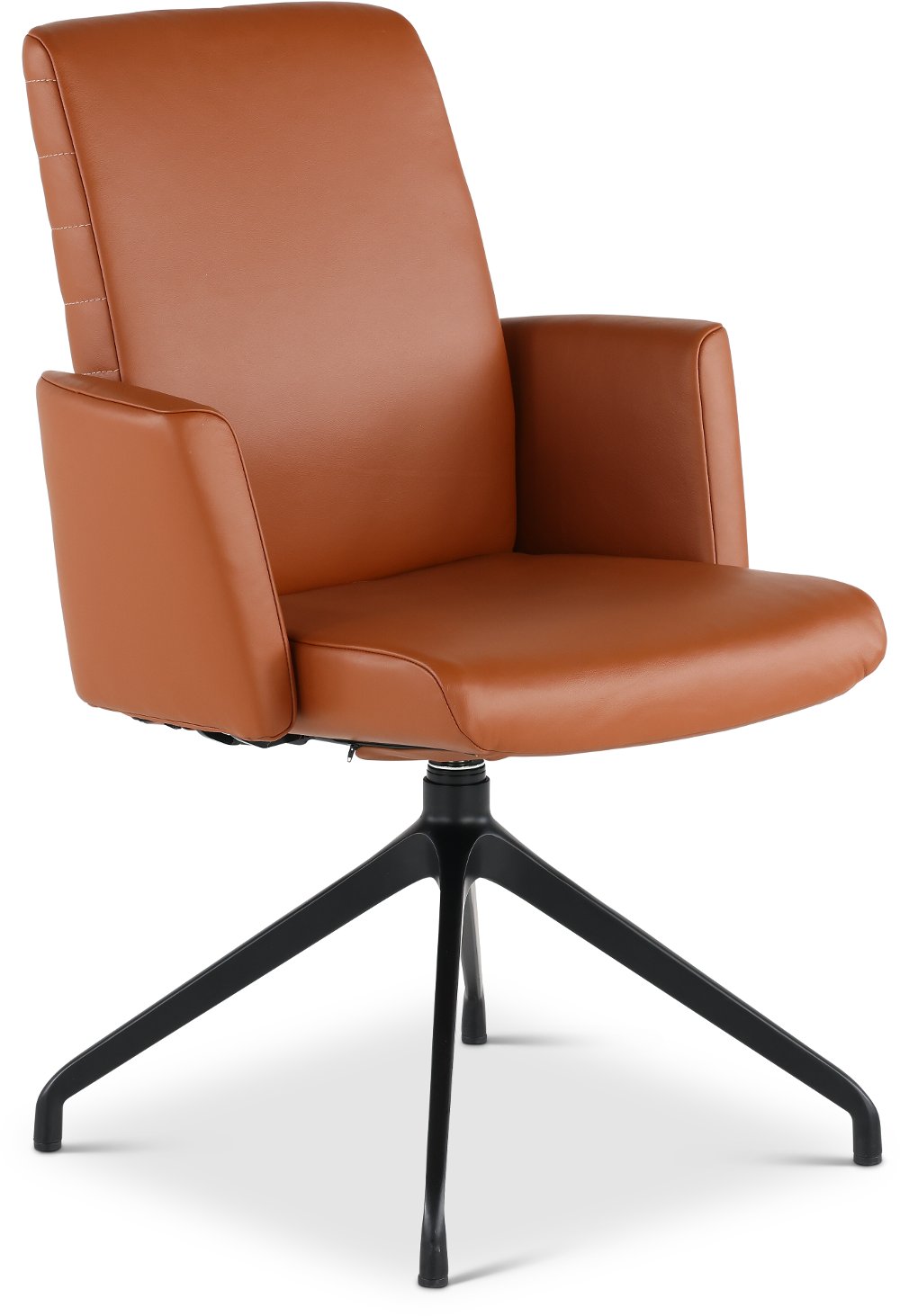 Hygge Brown Leather Swivel Dining Arm Chair