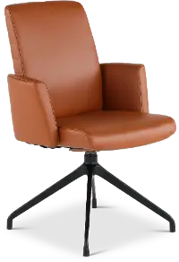 Hygge Brown Leather Swivel Dining Arm Chair