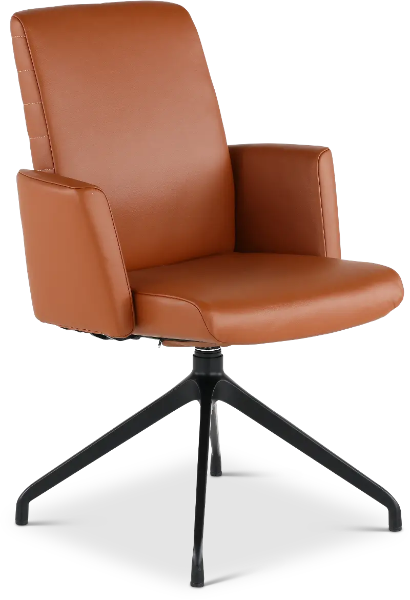 Hygge Brown Leather Swivel Dining Arm Chair