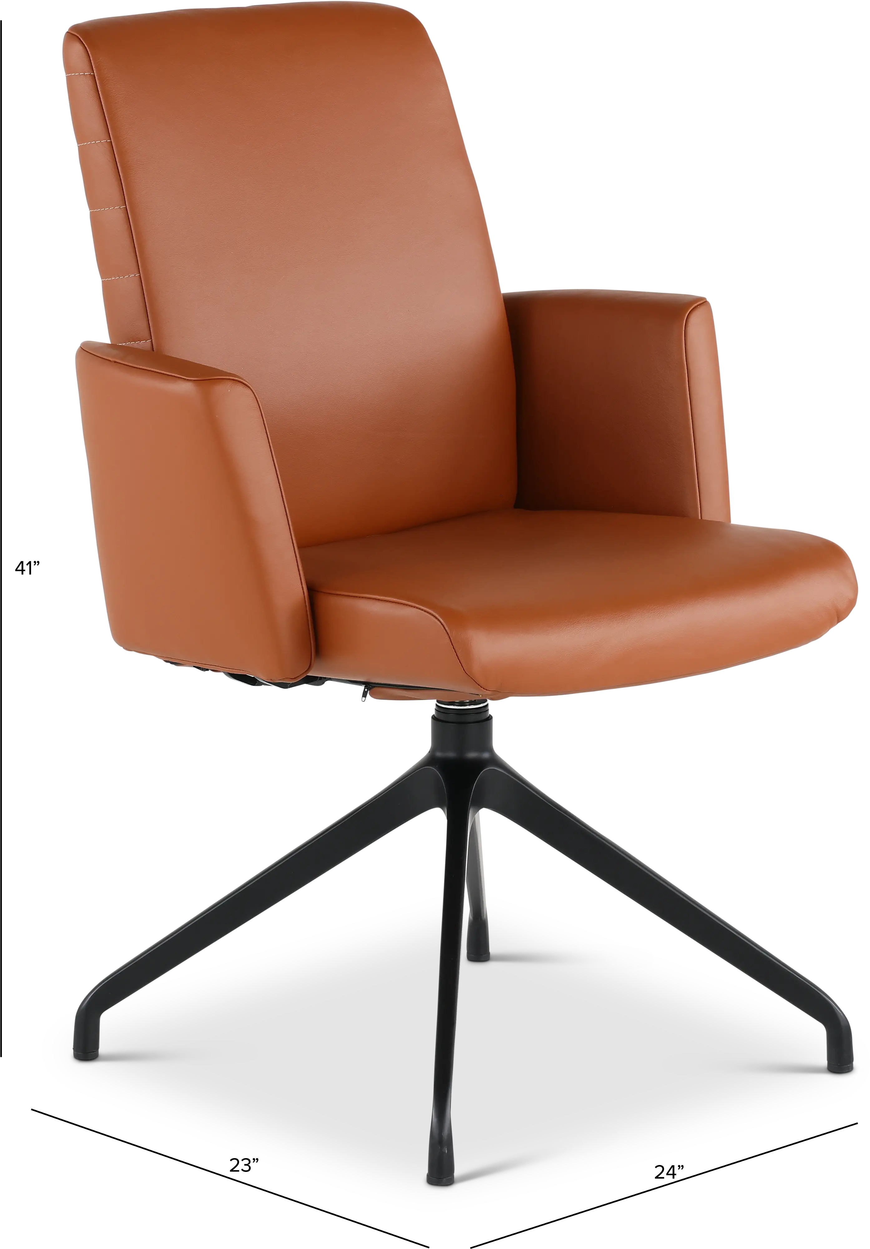 Hygge Brown Leather Swivel Dining Arm Chair-2