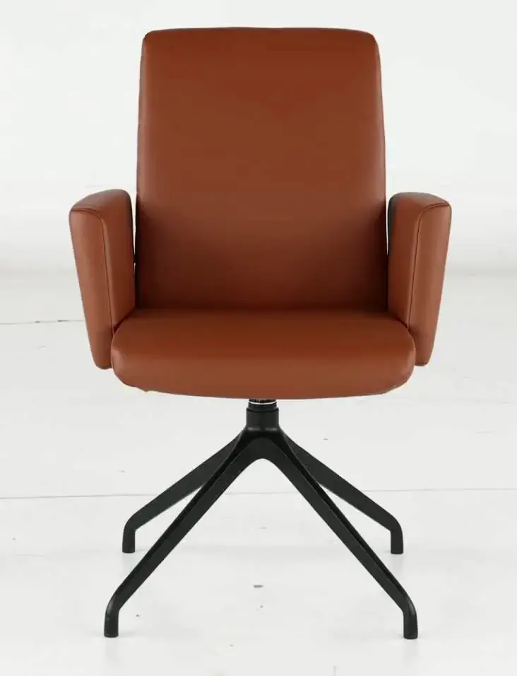 Hygge Brown Leather Swivel Dining Arm Chair-4