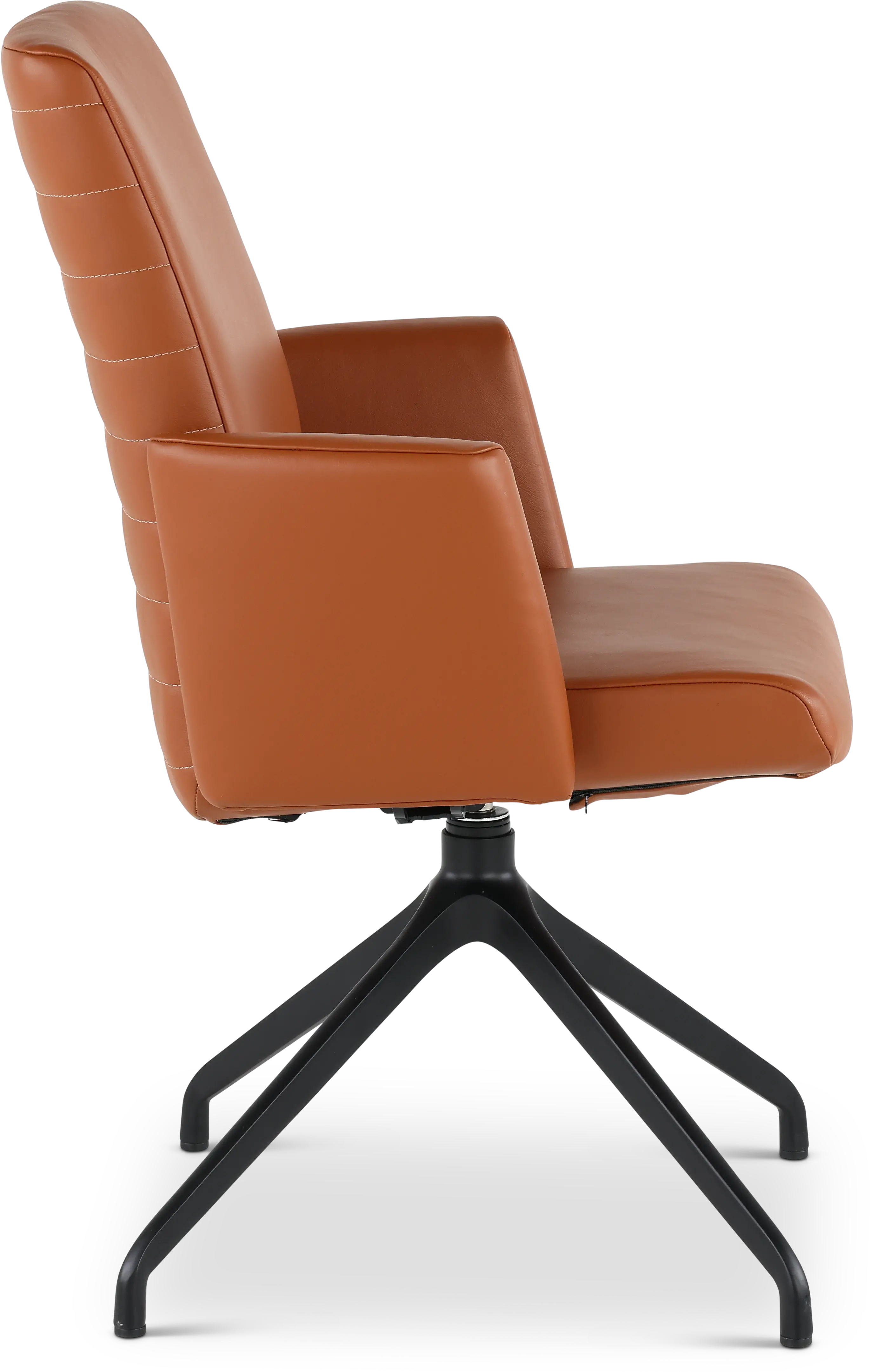 Hygge Brown Leather Swivel Dining Arm Chair-5