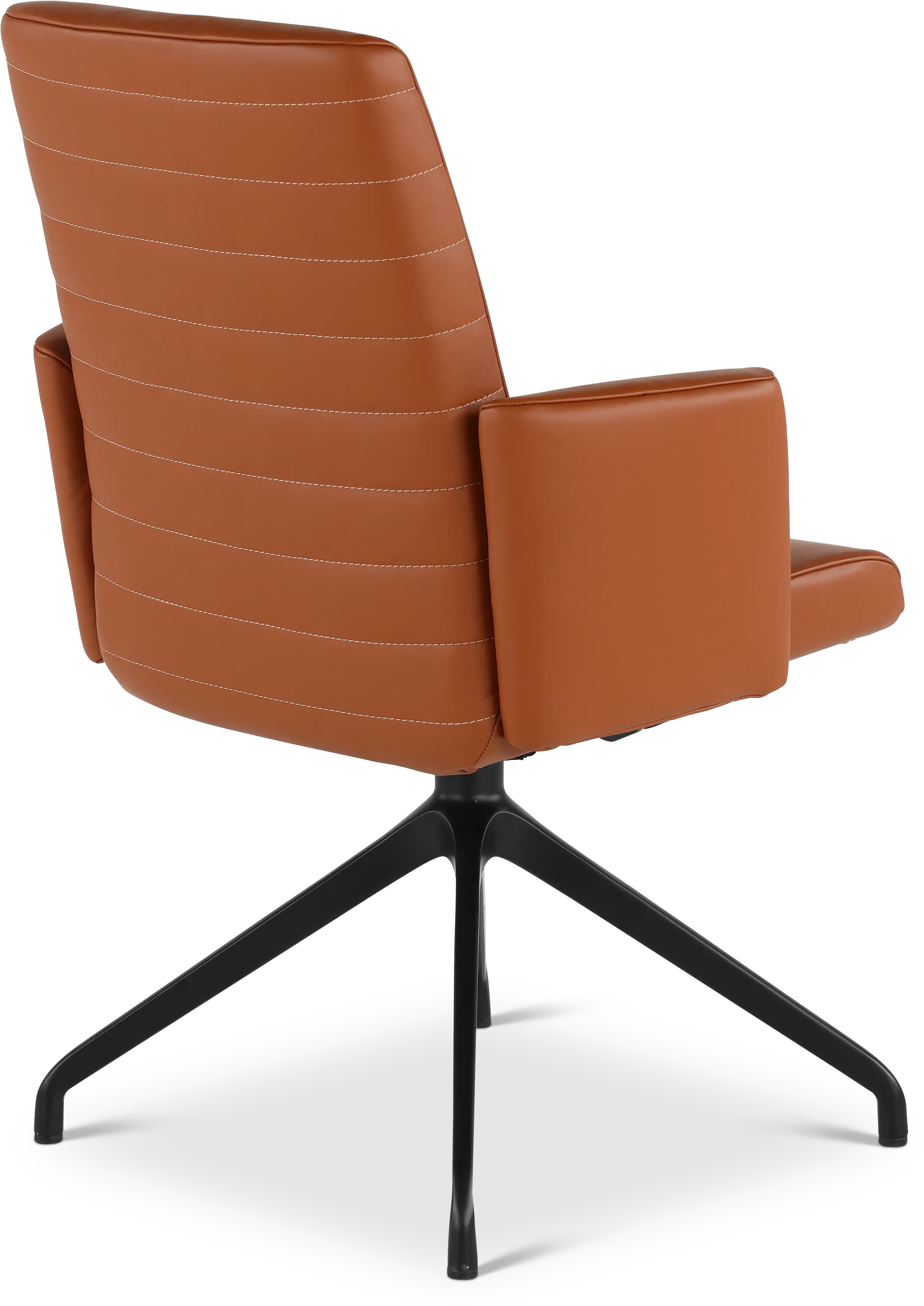 Hygge Brown Leather Swivel Dining Arm Chair-6