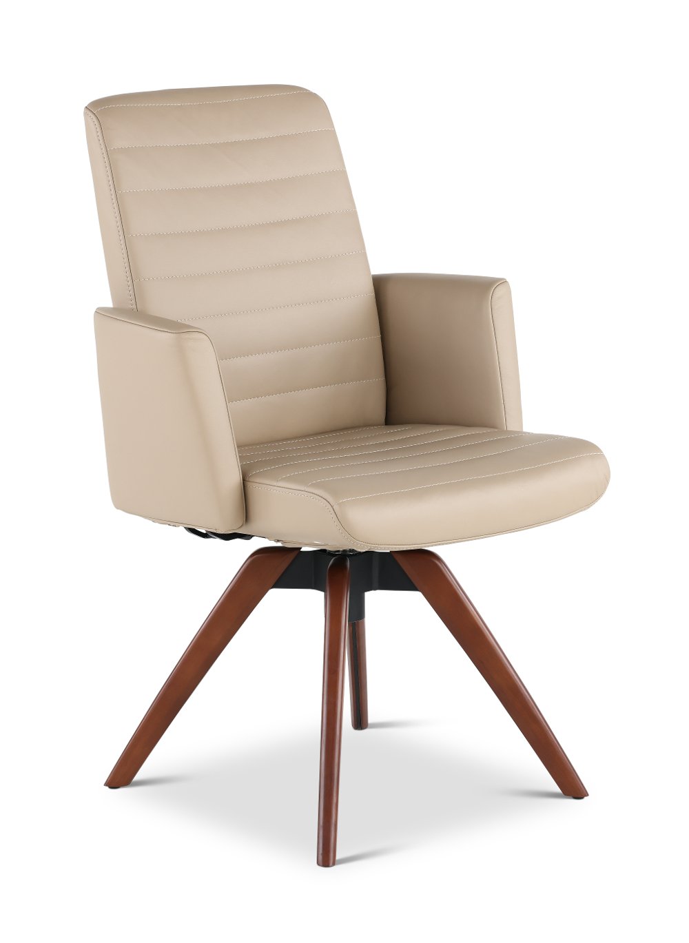 Hygge Sandstone Leather Swivel Dining Arm Chair