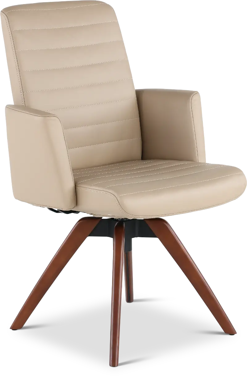Hygge Sandstone Leather Swivel Dining Arm Chair