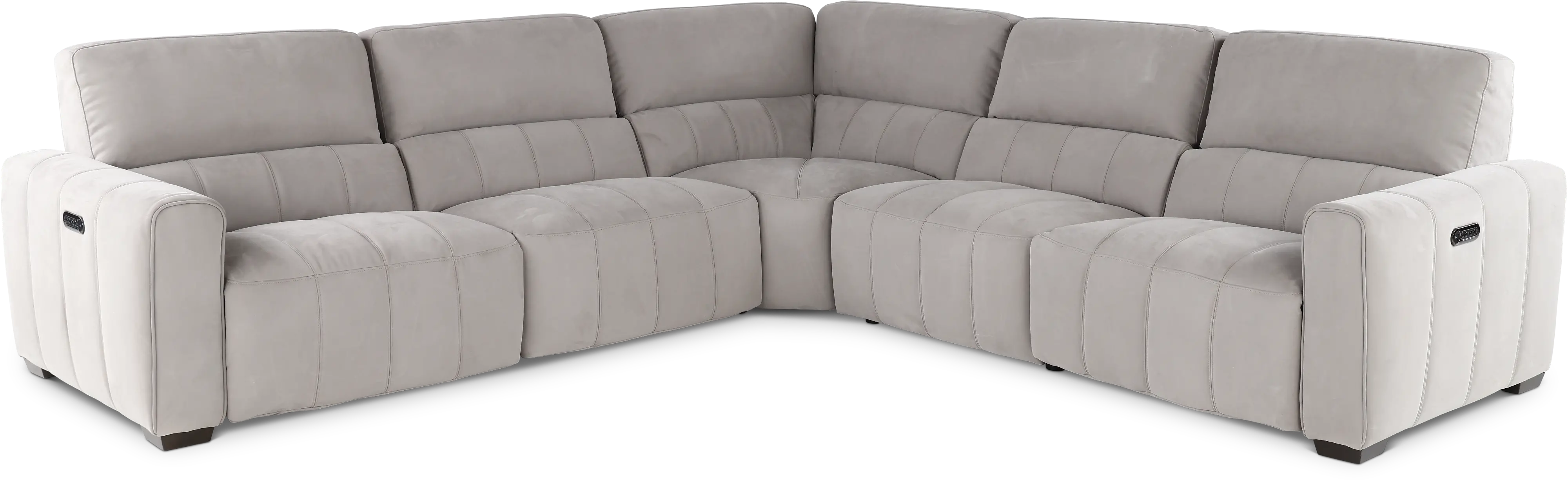 Uptown Light Gray 5 Piece Power Reclining Sectional-1
