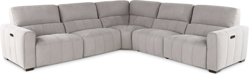 Uptown Light Gray 5 Piece Power Reclining Sectional
