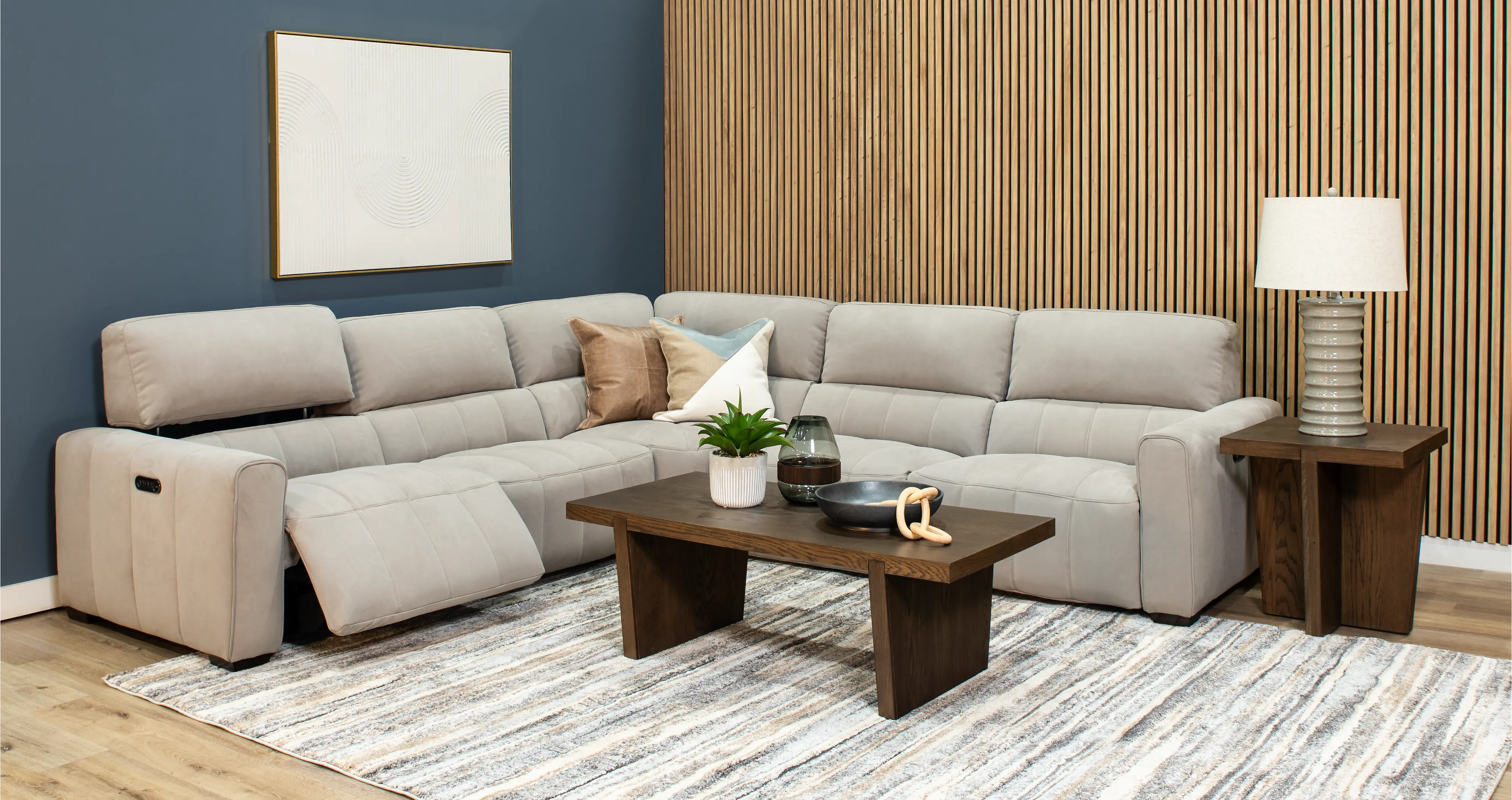 Uptown Light Gray 5 Piece Power Reclining Sectional-2