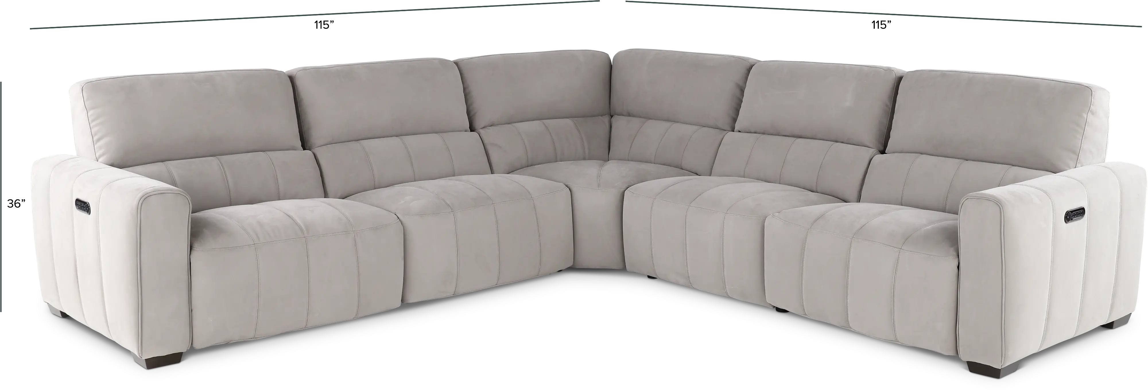 Uptown Light Gray 5 Piece Power Reclining Sectional-3