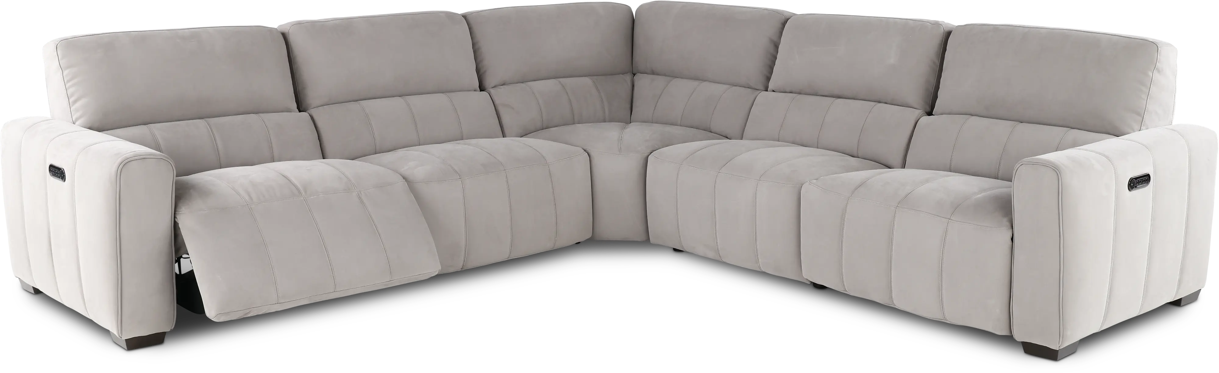 Uptown Light Gray 5 Piece Power Reclining Sectional-4