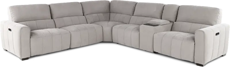 Uptown Light Gray 6 Piece Power Reclining Sectional