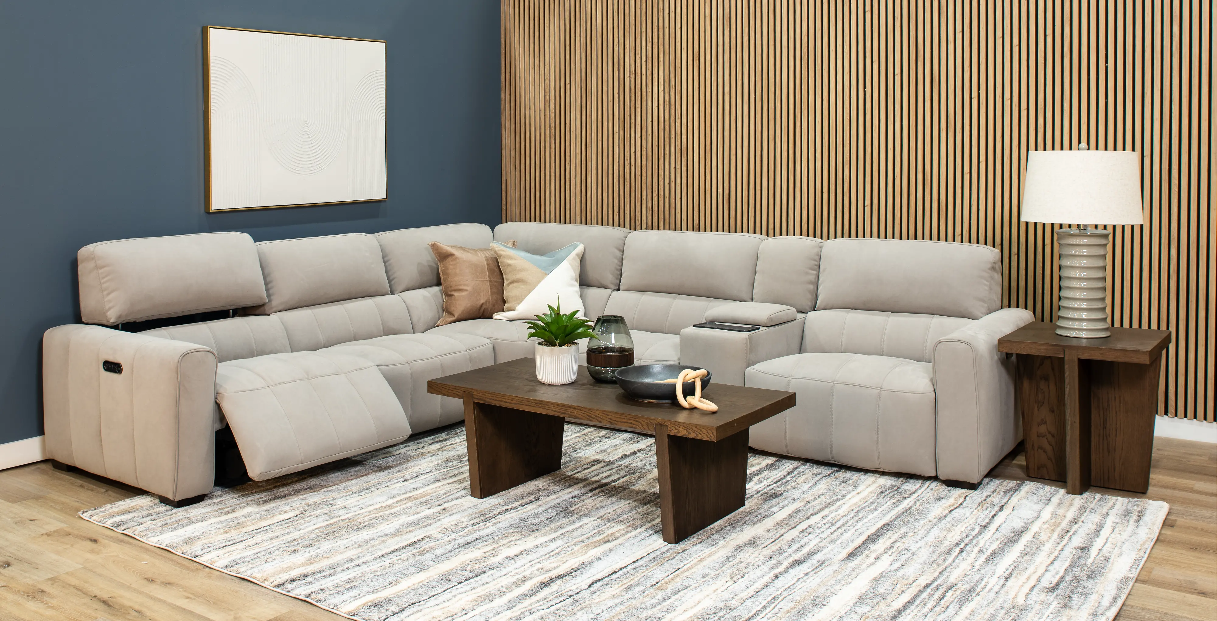 Uptown Light Gray 6 Piece Power Reclining Sectional-2