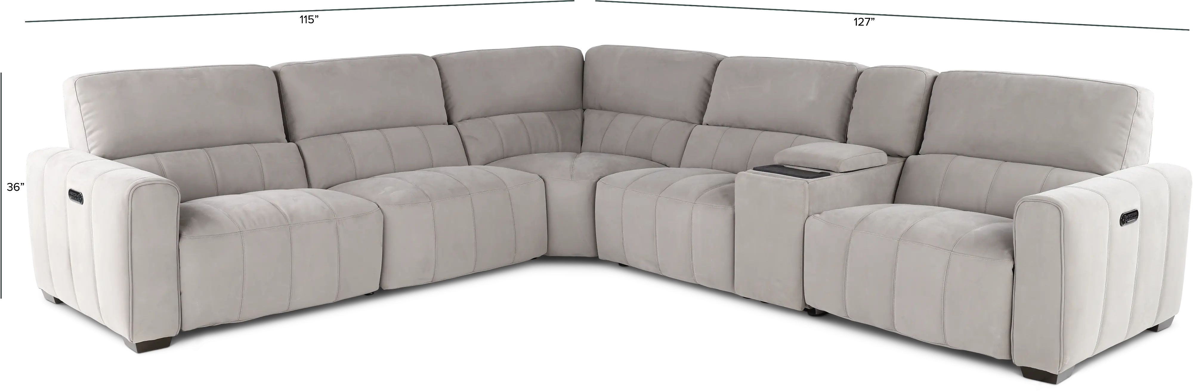 Uptown Light Gray 6 Piece Power Reclining Sectional-3