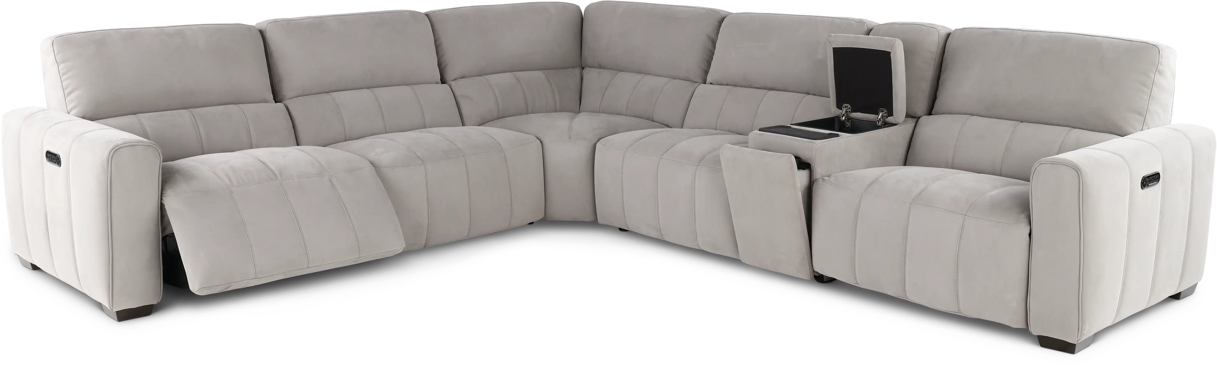 Uptown Light Gray 6 Piece Power Reclining Sectional-4