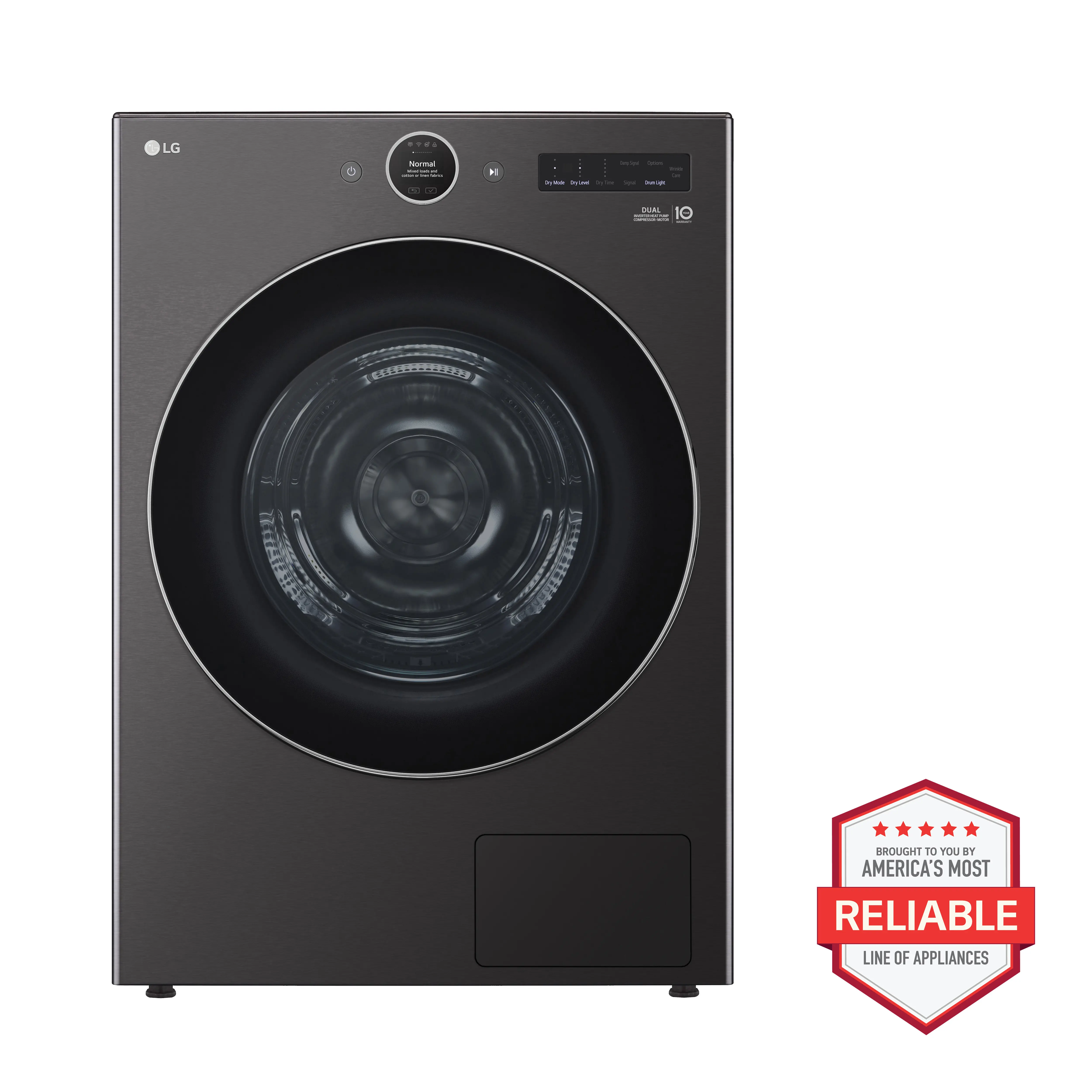 DLHC5502B LG 7.8 Cu Ft Smart Electric Ventless Dryer - Black Steel-2