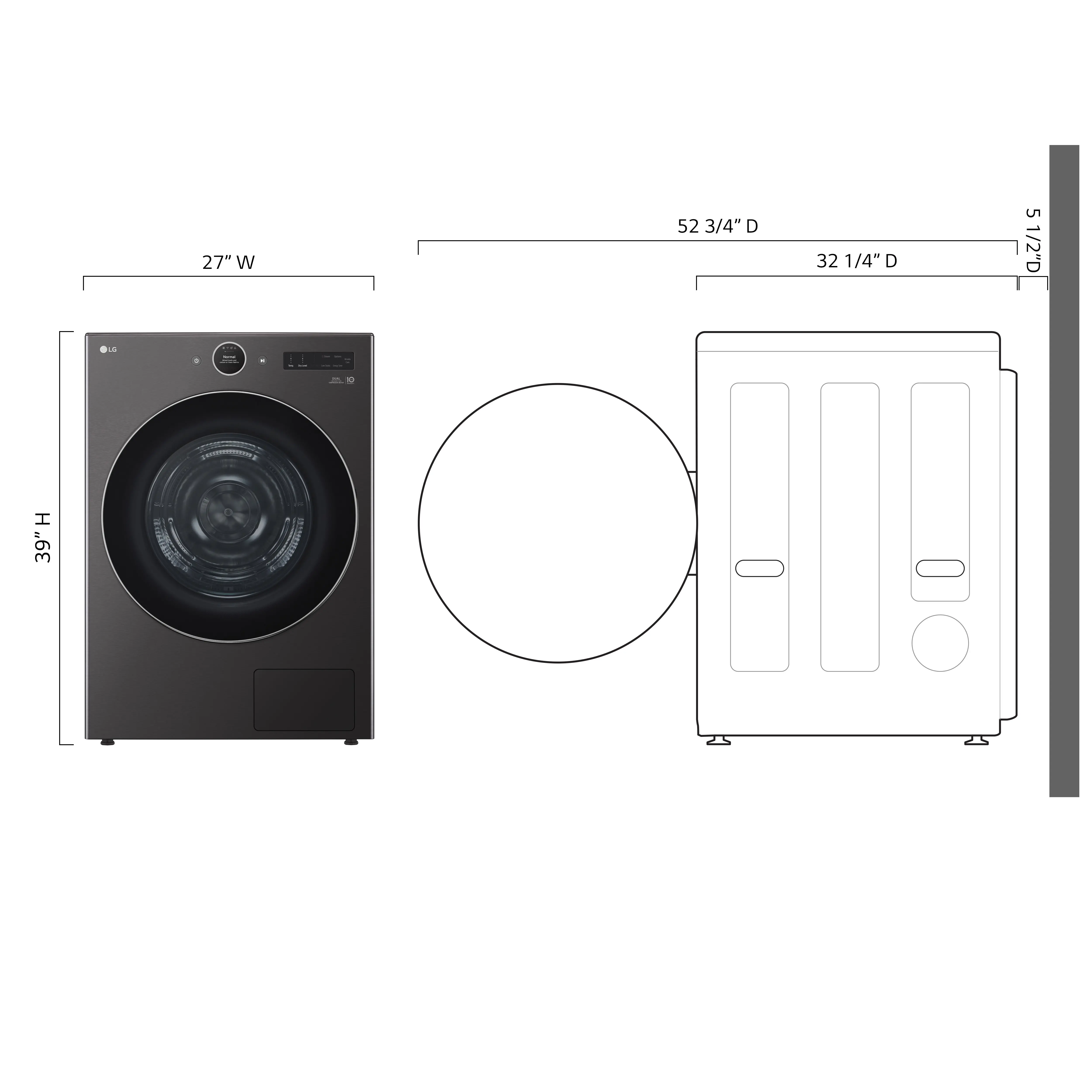 DLHC5502B LG 7.8 Cu Ft Smart Electric Ventless Dryer - Black Steel-3