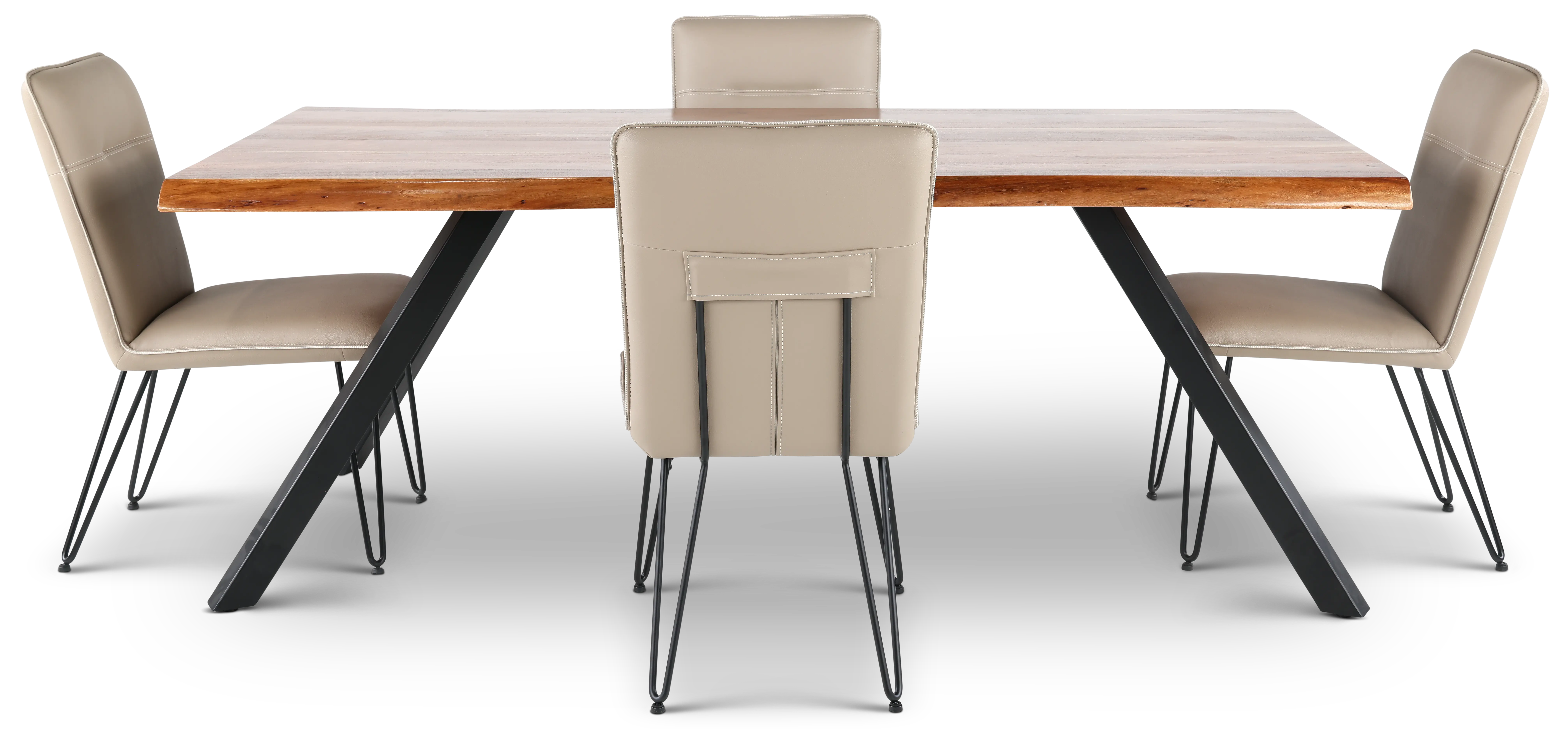 Reese Natural Acacia and Taupe 5 Piece Dining Set-3