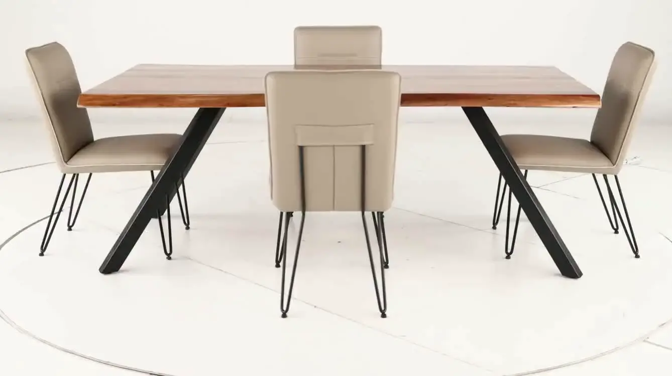 Reese Natural Acacia and Taupe 5 Piece Dining Set-7