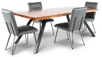 Reese Natural Acacia and Blue 5 Piece Dining Set