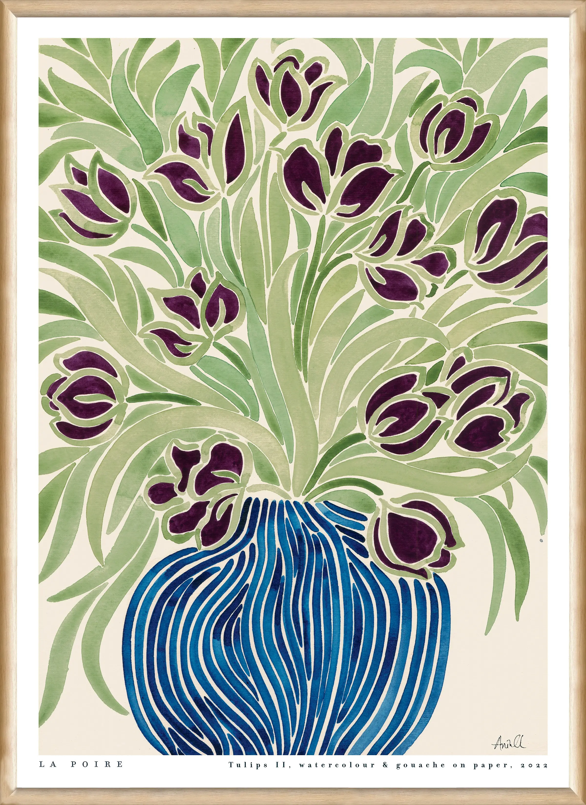 Tulips II Framed Glass Wood Art-1