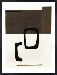 Stone and Black Framed Linen Art